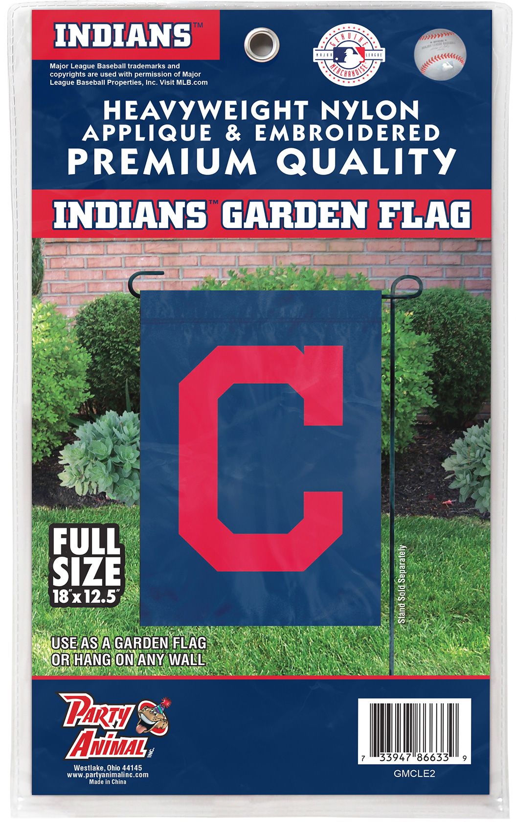 Party Animal Cleveland Indians Logo Premium Garden Flag product image