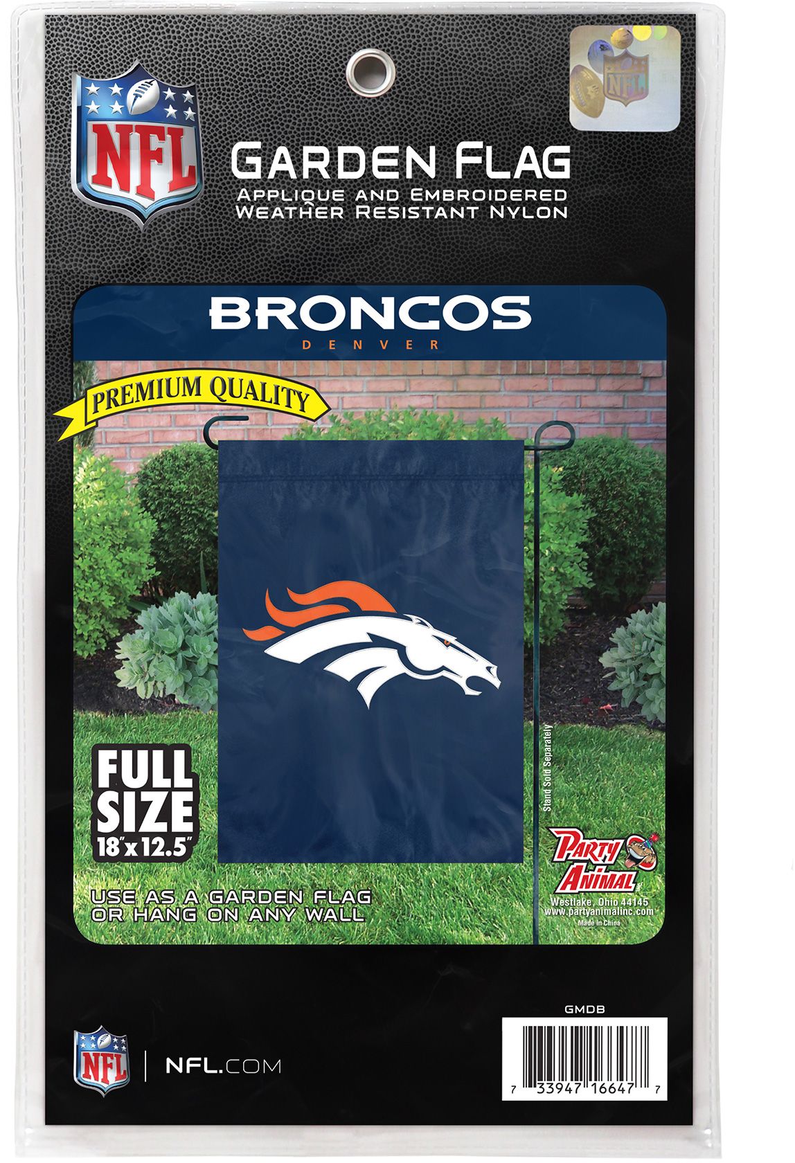Party Animal Denver Broncos Premium Garden Flag product image
