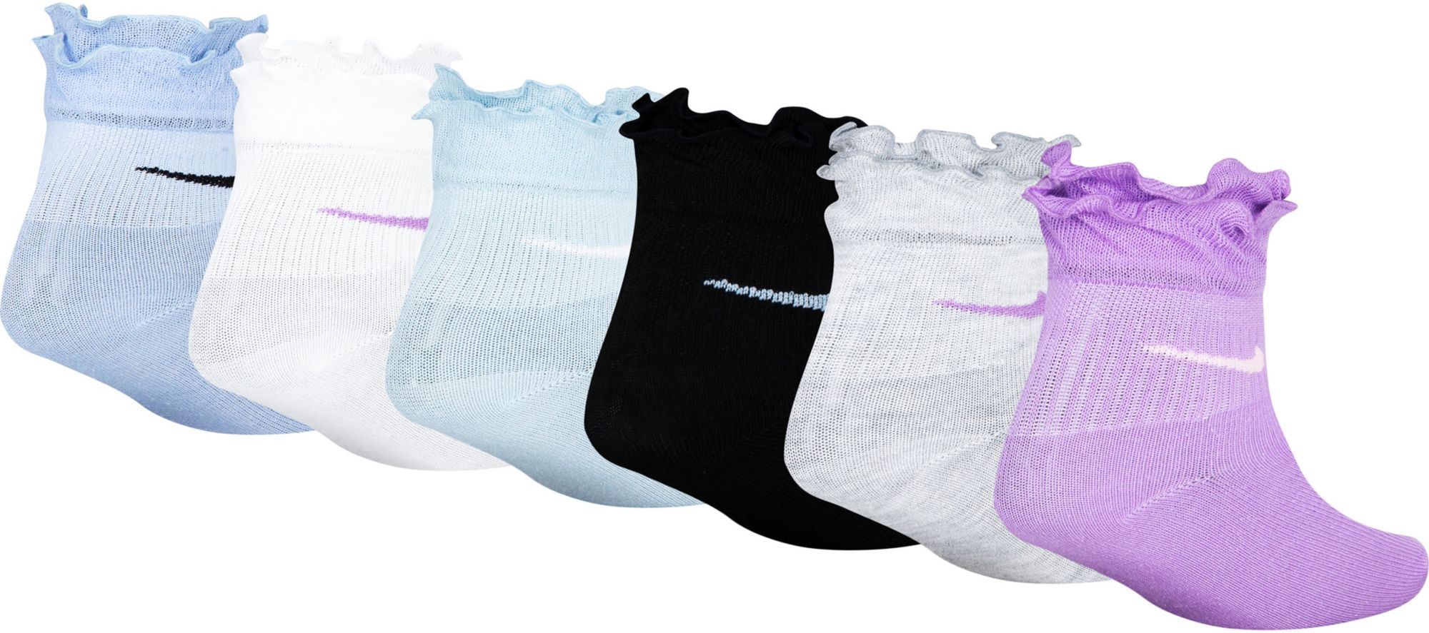 Nike Girls' Ruffle Welt Ankle Socks - 6 Pack