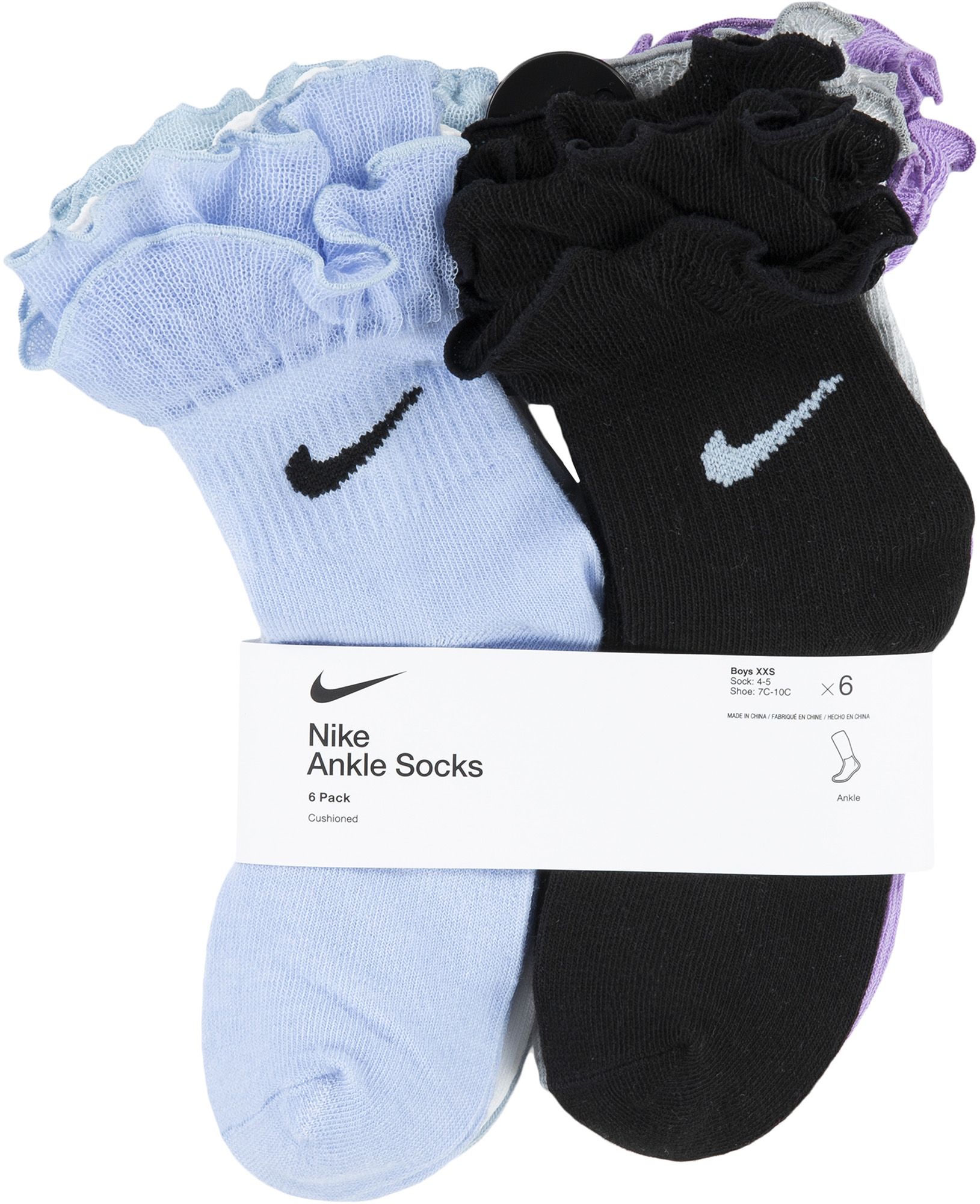 Nike Girls' Ruffle Welt Ankle Socks - 6 Pack