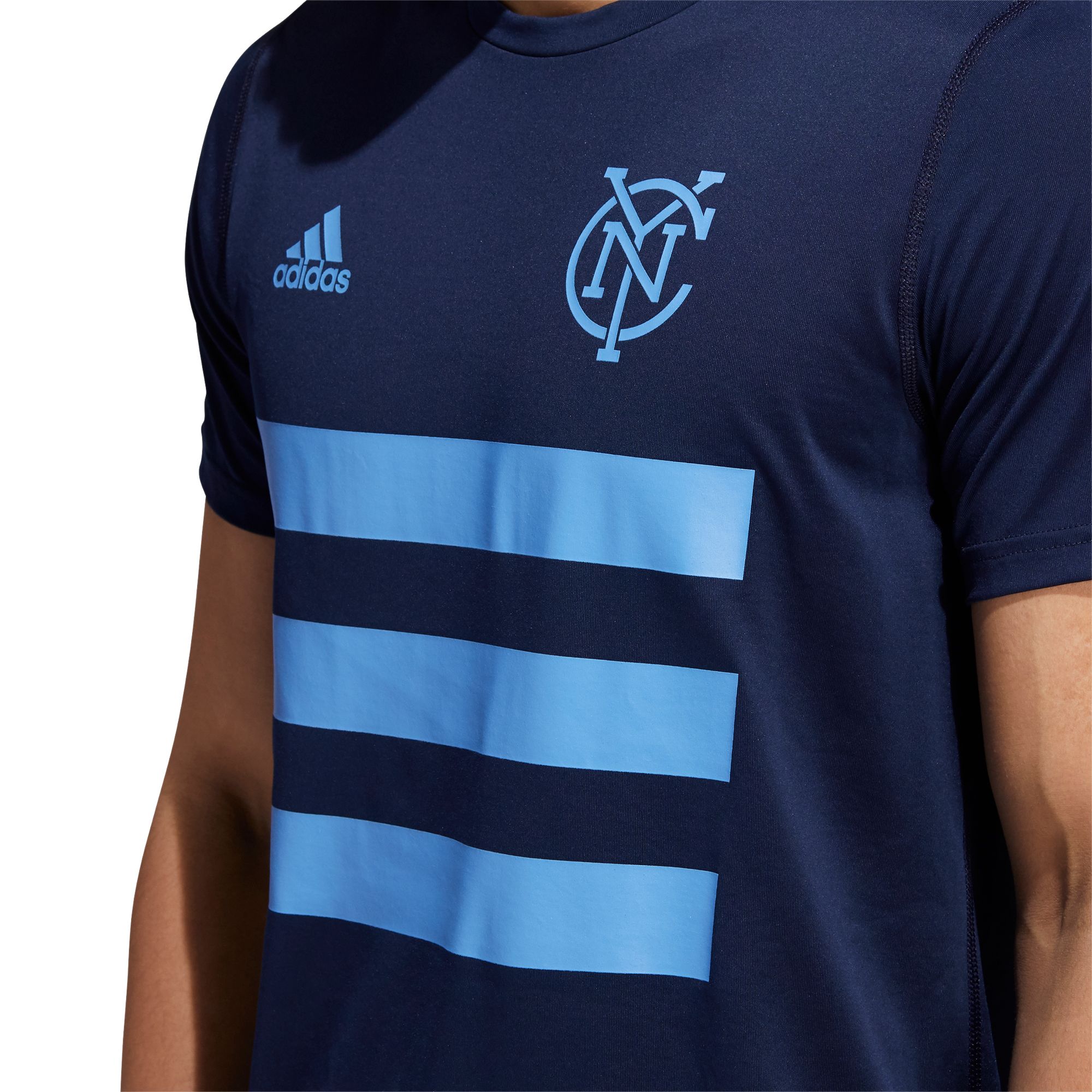 adidas Men's New York City FC 3-Stripe Navy T-Shirt product image