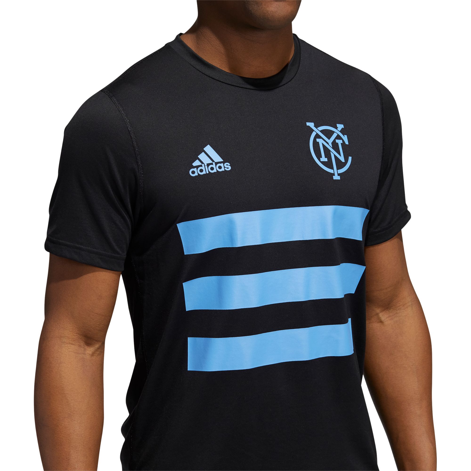adidas Men's New York City FC 3-Stripe Black T-Shirt product image