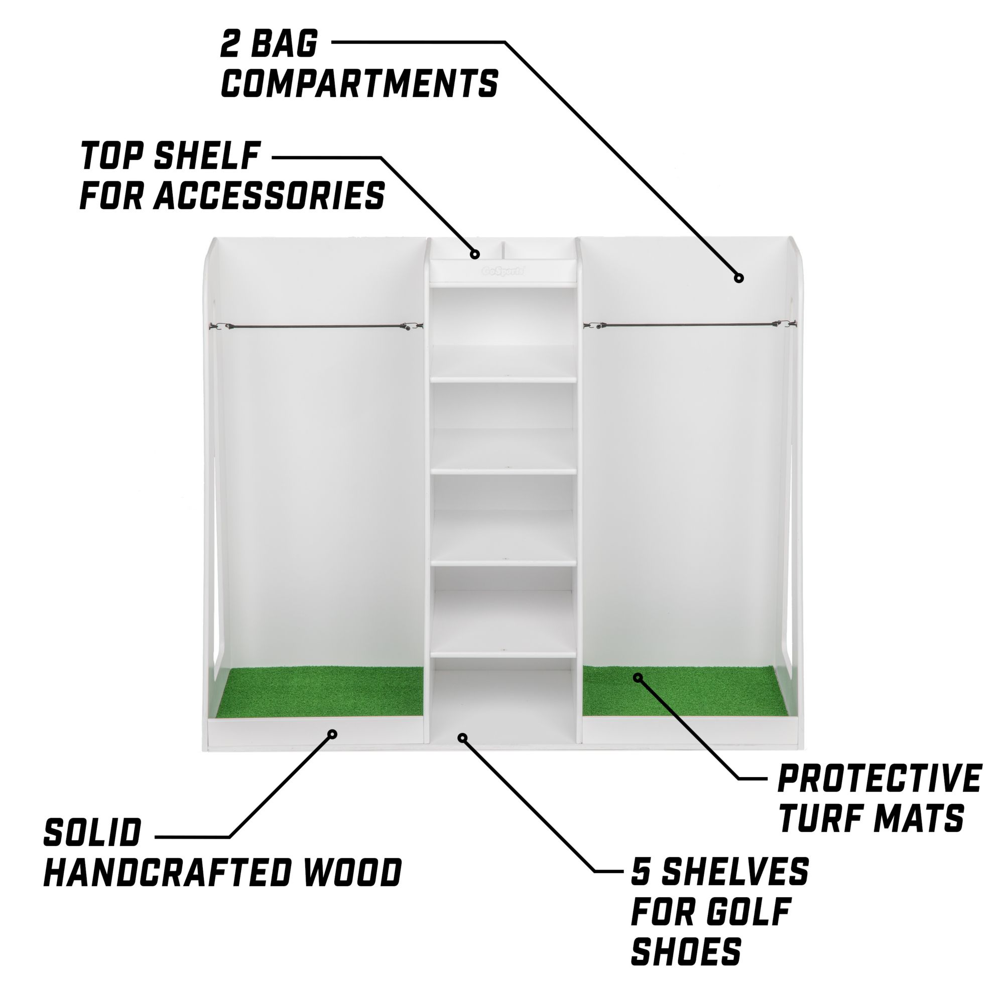 GoSports Premium Wooden Golf Bag Organizer & Storage Rack product image