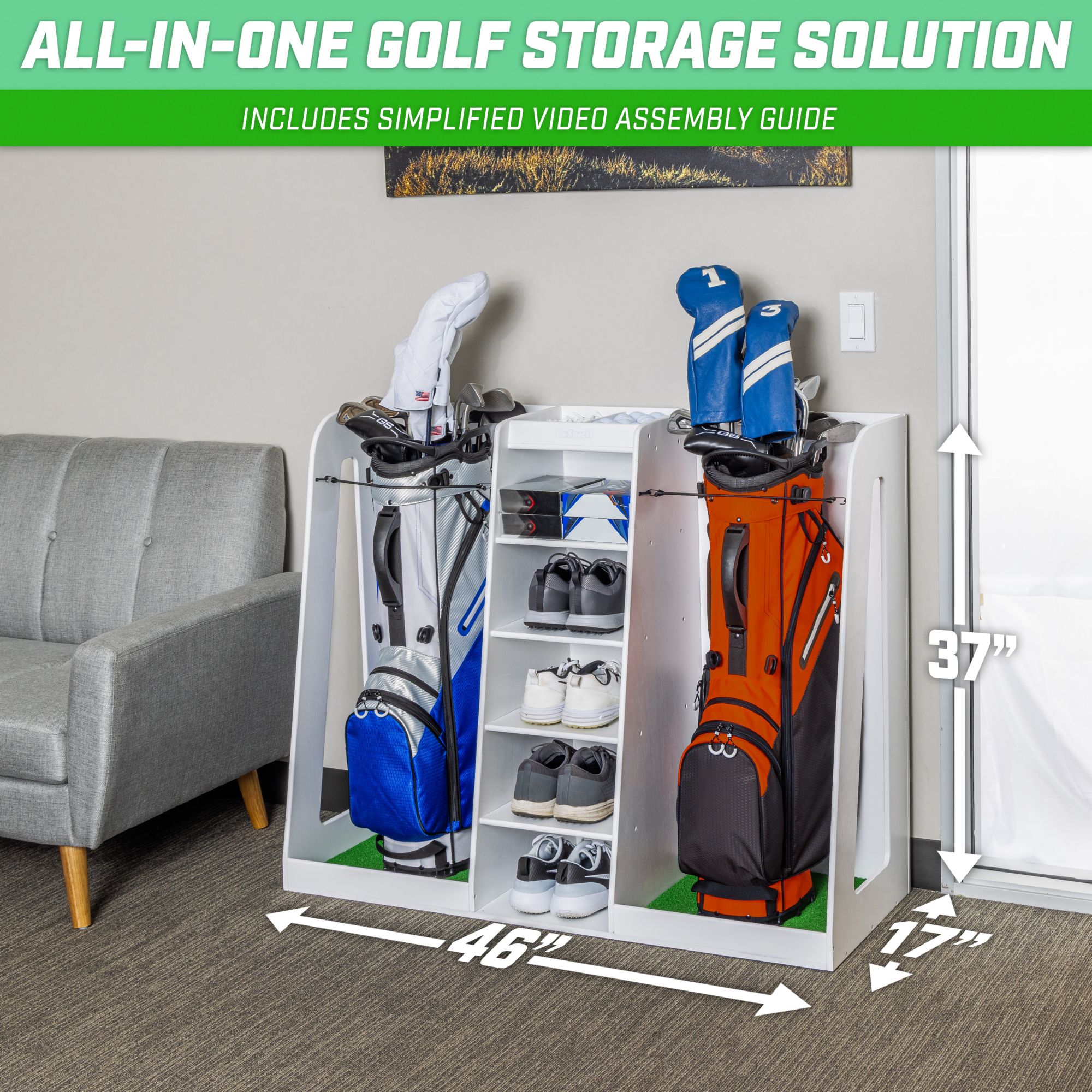 GoSports Premium Wooden Golf Bag Organizer & Storage Rack product image