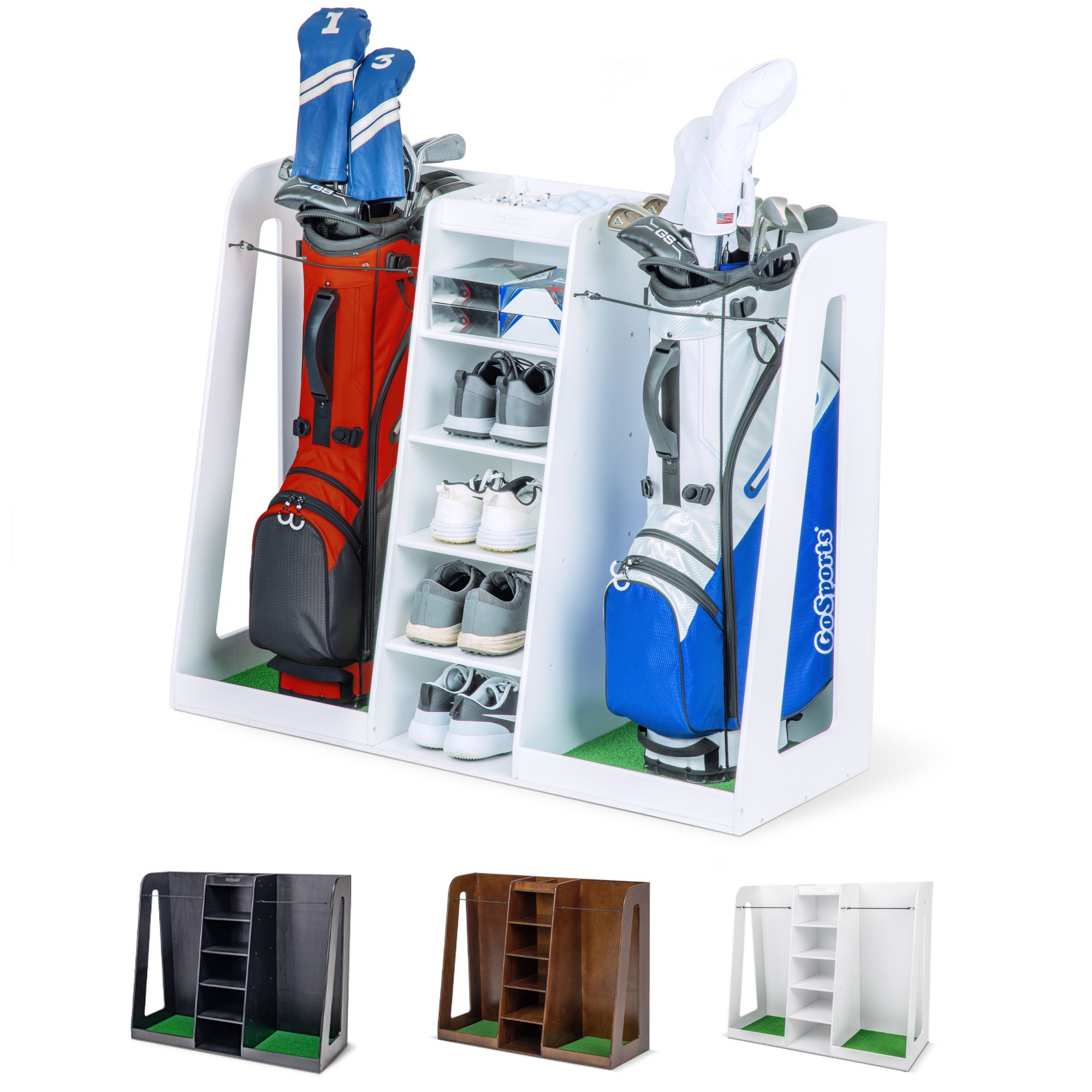 GoSports Premium Wooden Golf Bag Organizer & Storage Rack product image