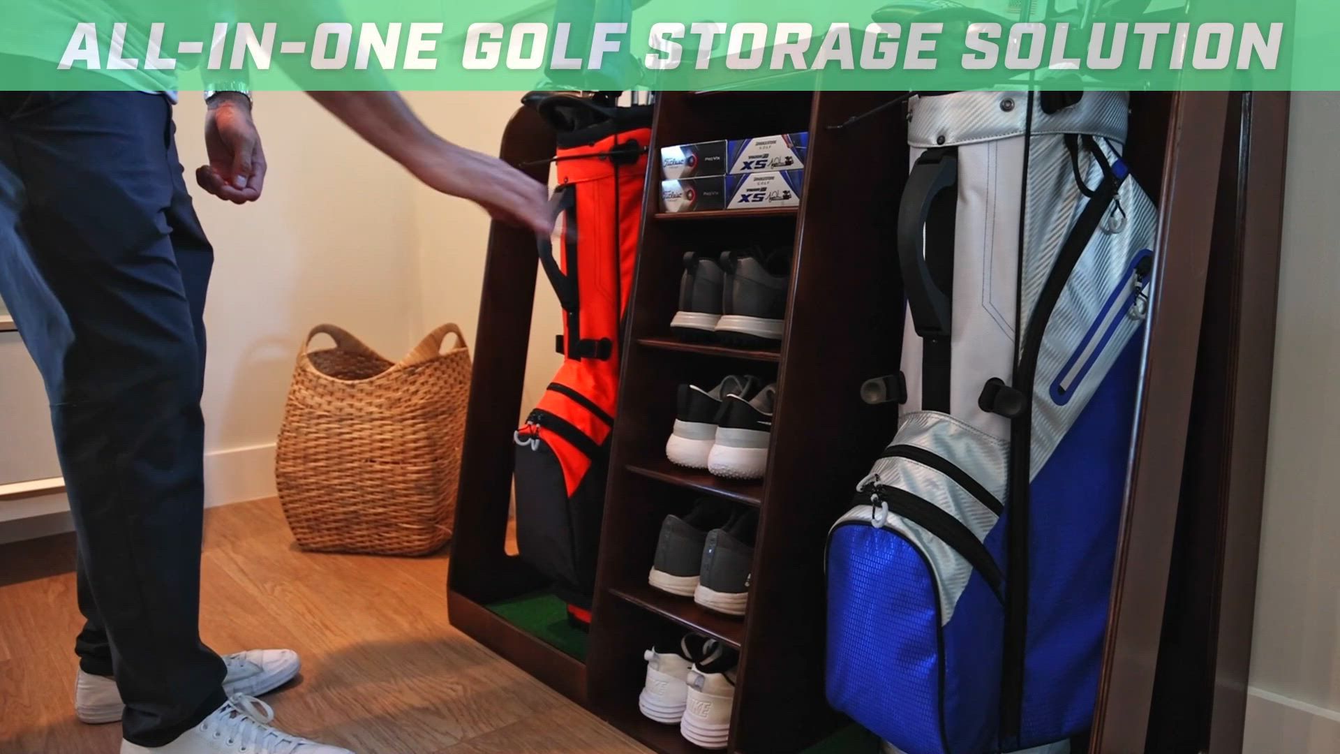 GoSports Premium Wooden Golf Bag Organizer & Storage Rack product