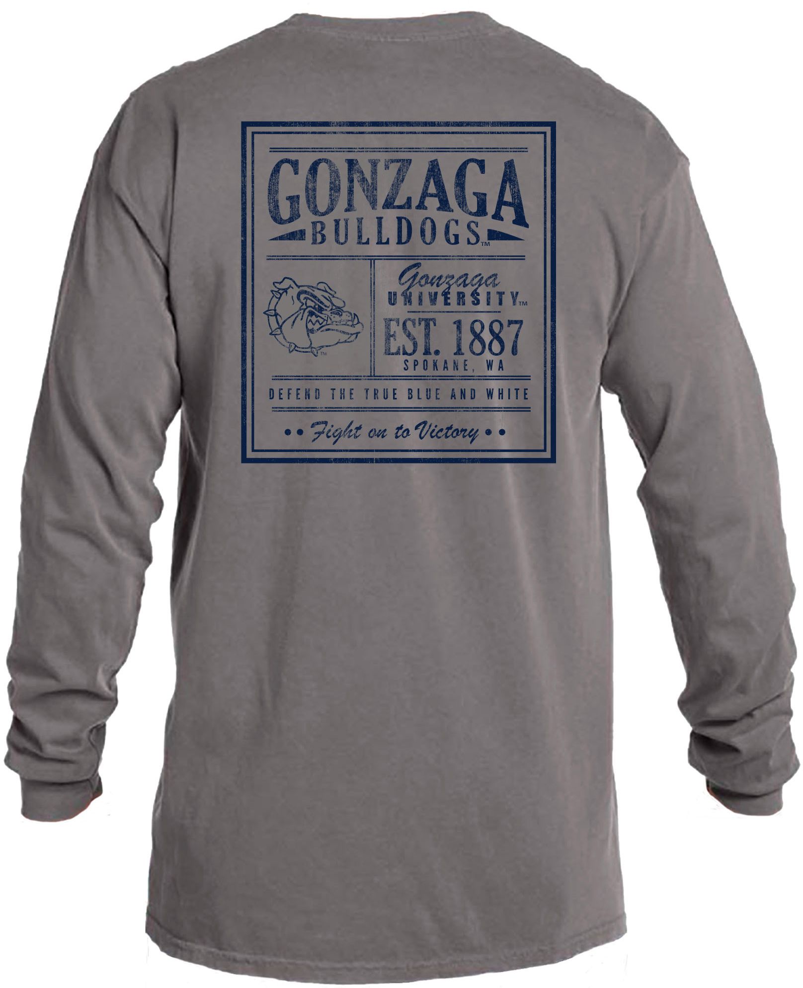 Image One Men's Gonzaga Bulldogs Grey Vintage Poster Long Sleeve T-Shirt product image