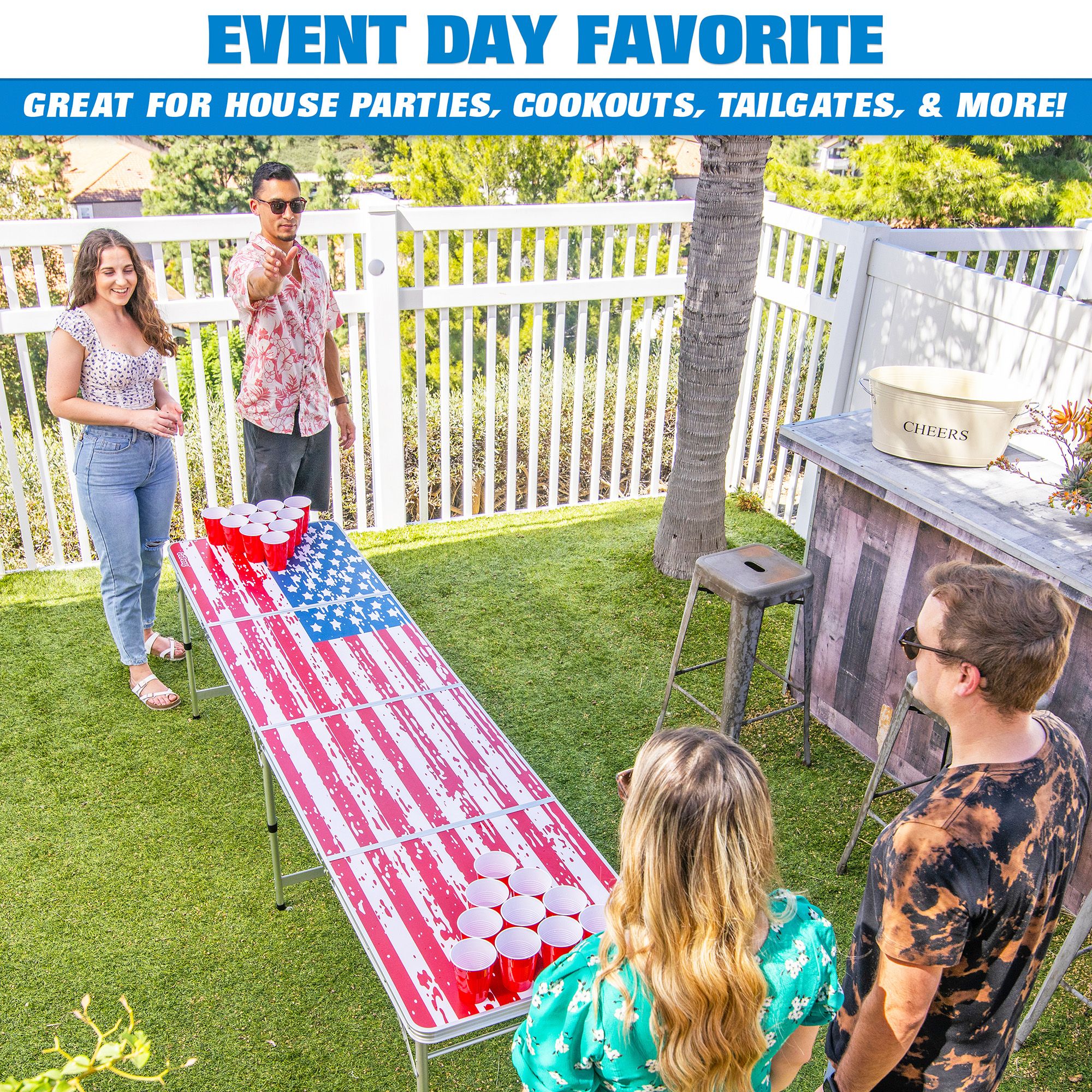 GoSports GoPong 8' Portable Tailgate Table – American Flag Edition product image