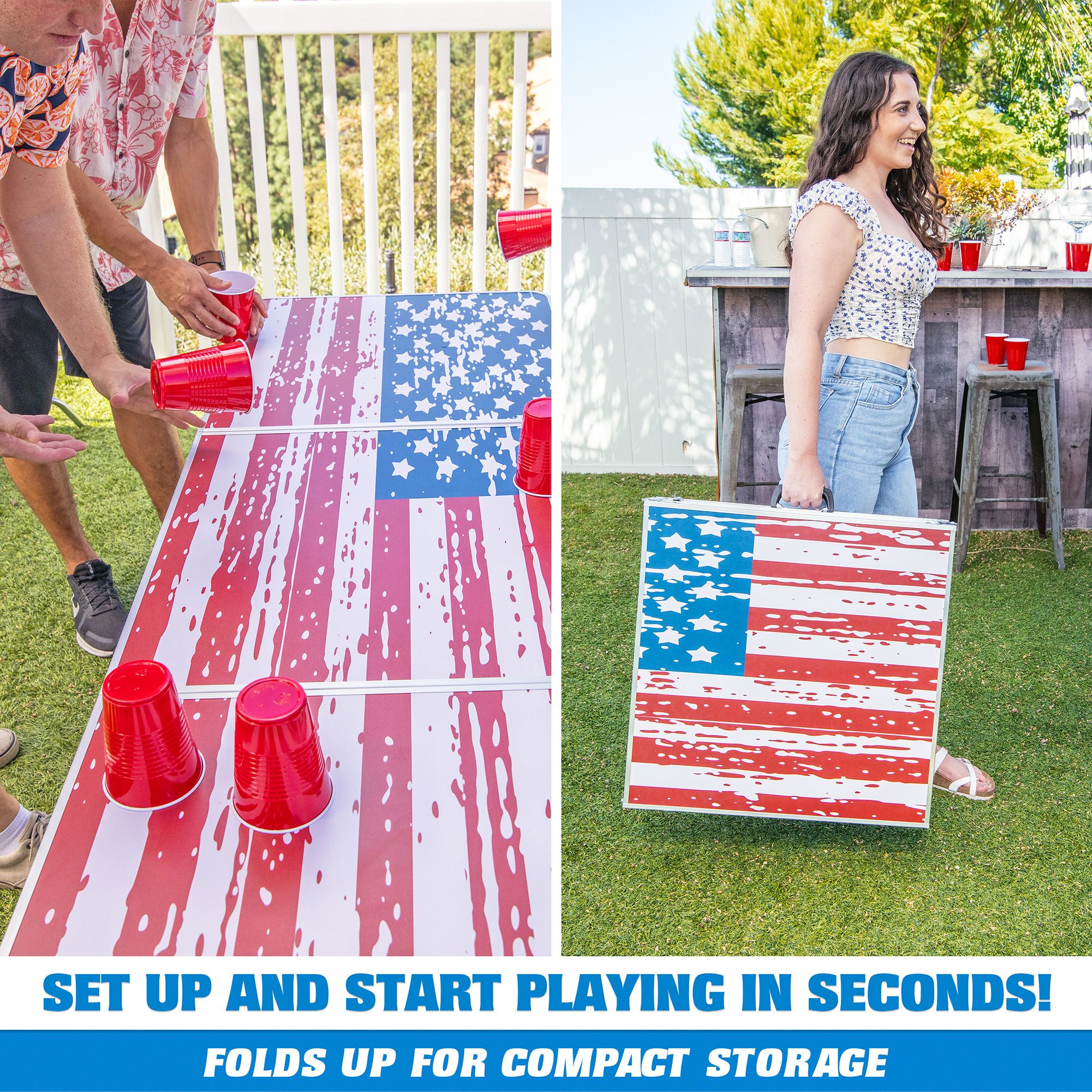 GoSports GoPong 8' Portable Tailgate Table – American Flag Edition product image