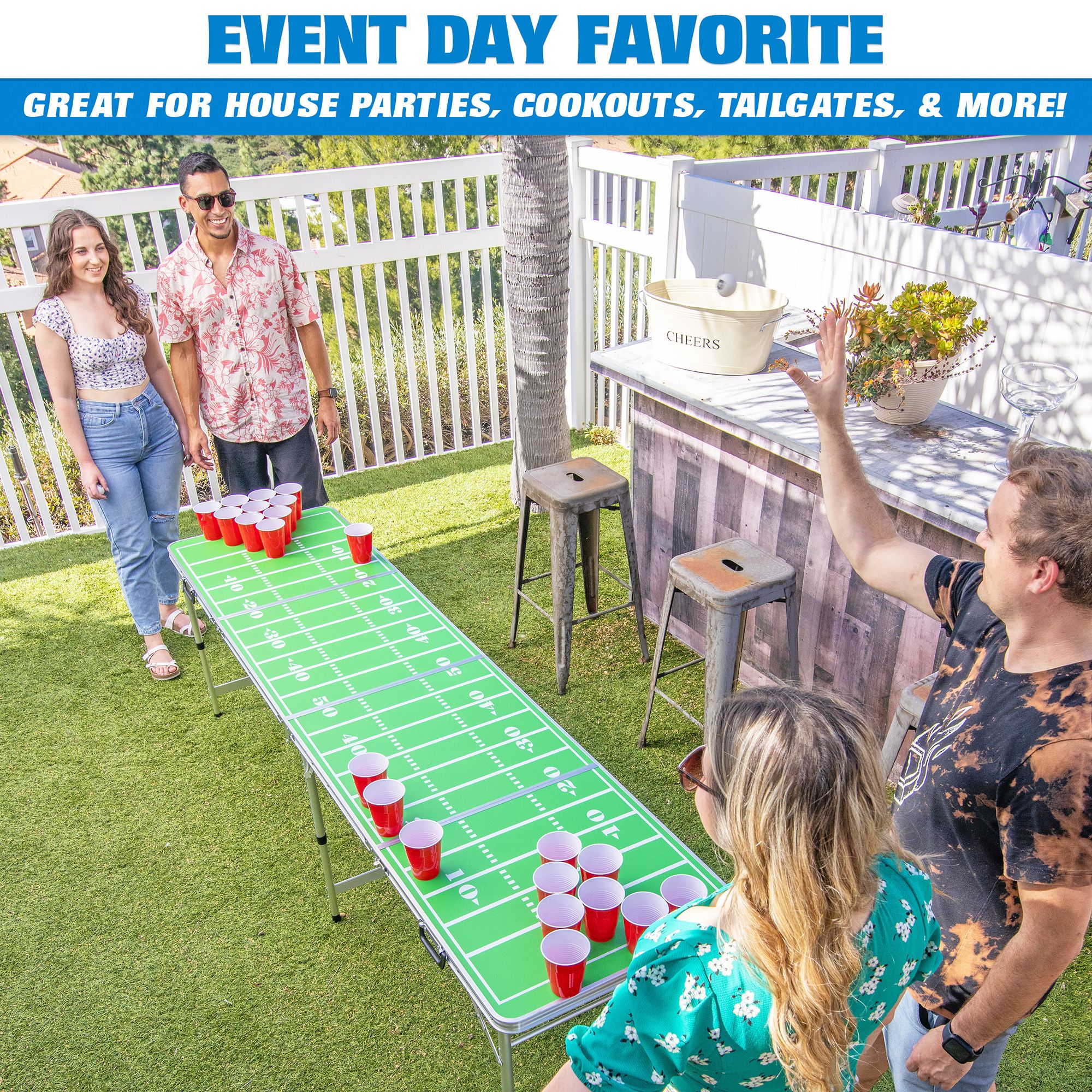 GoSports GoPong 8' Portable Tailgate Table – Football Field Edition product image