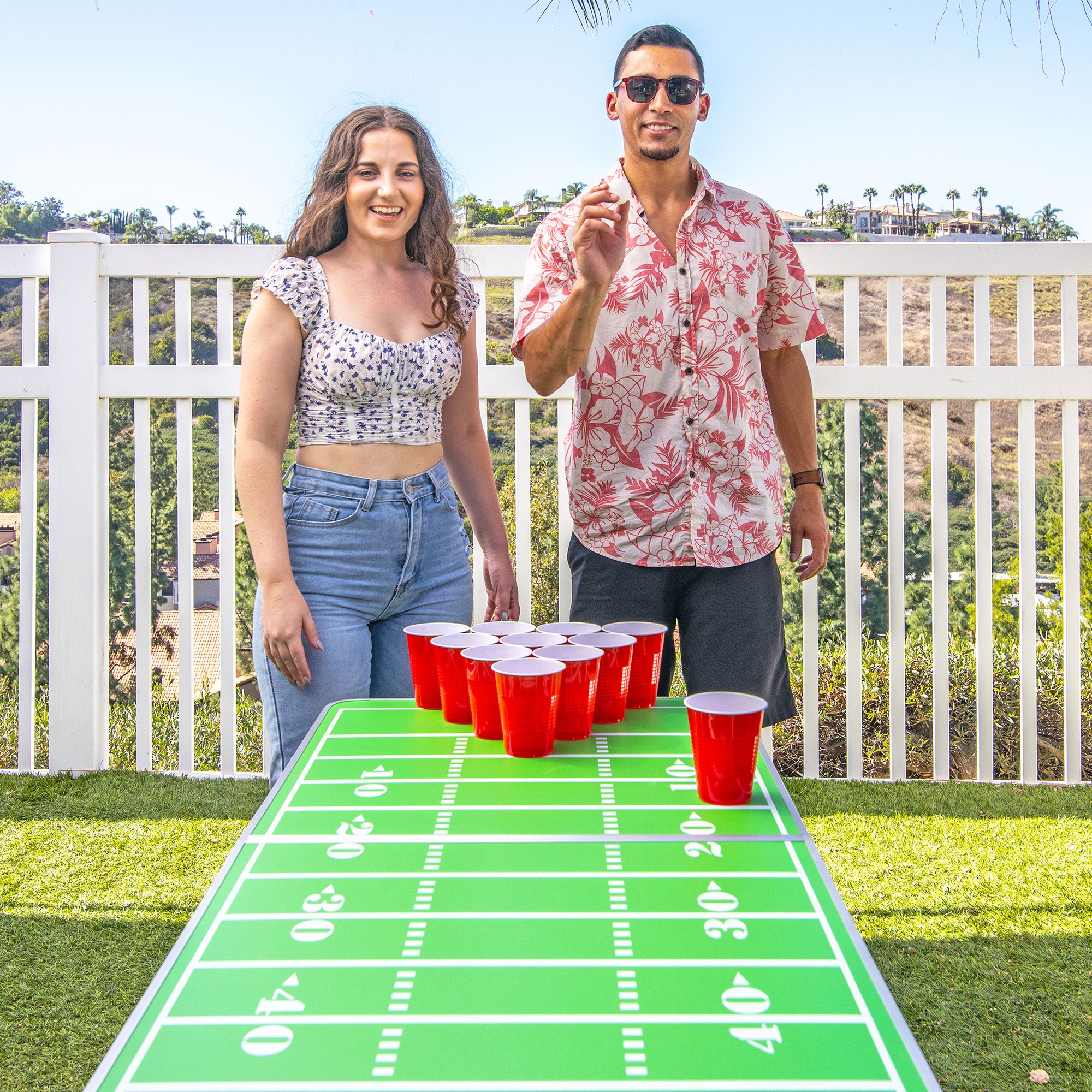 GoSports GoPong 8' Portable Tailgate Table – Football Field Edition product image