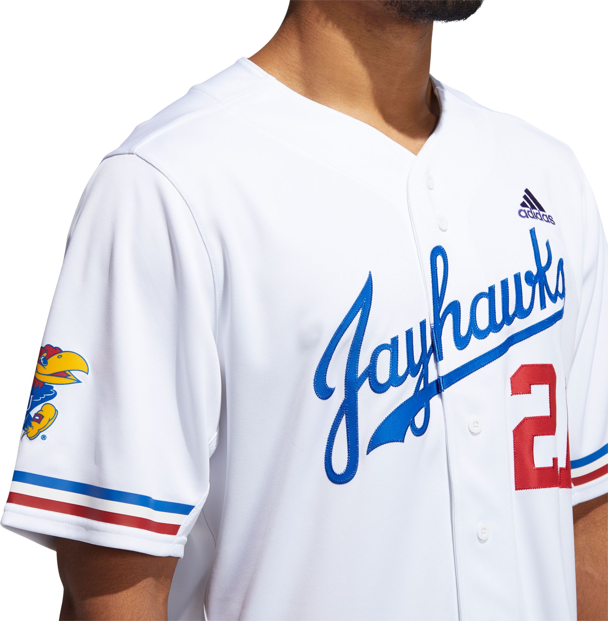 adidas Men's Kansas Jayhawks White #21 Replica Baseball Jersey product image