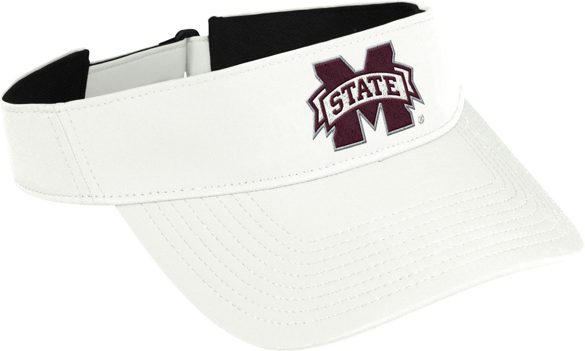 adidas Men's Mississippi State Bulldogs White Adjustable Coach Sideline Visor