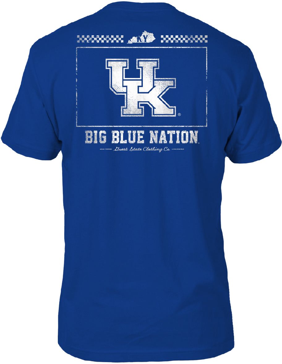 Great State Clothing Men's Kentucky Wildcats Blue Washed Flag T-Shirt