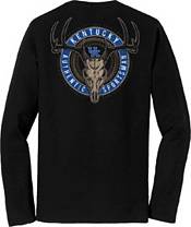 Great State Clothing Men's Kentucky Wildcats Deer Skull Badge Black Long Sleeve T-Shirt product image