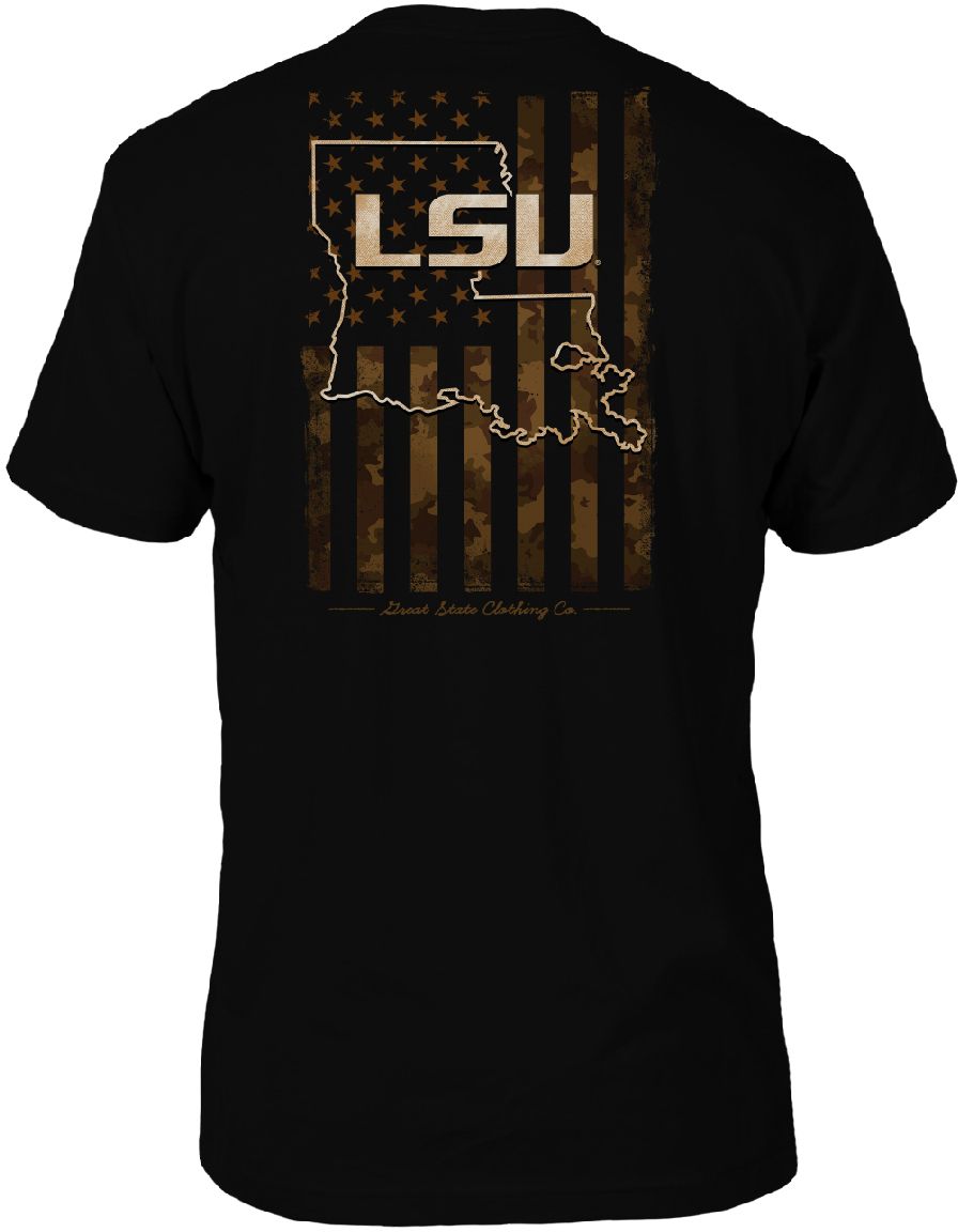 Great State Clothing Men's LSU Tigers Camo Flag Black T-Shirt product image
