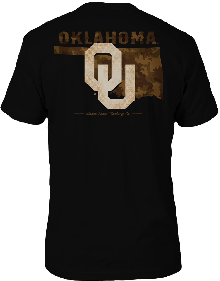 Great State Clothing Men's Oklahoma Sooners Camo Flag Black T-Shirt product image