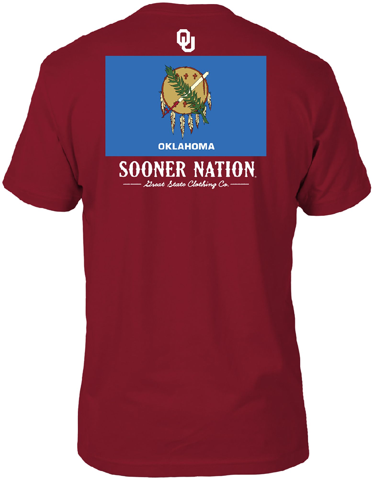 Great State Clothing Men's Oklahoma Sooners Crimson Washed Flag T-Shirt