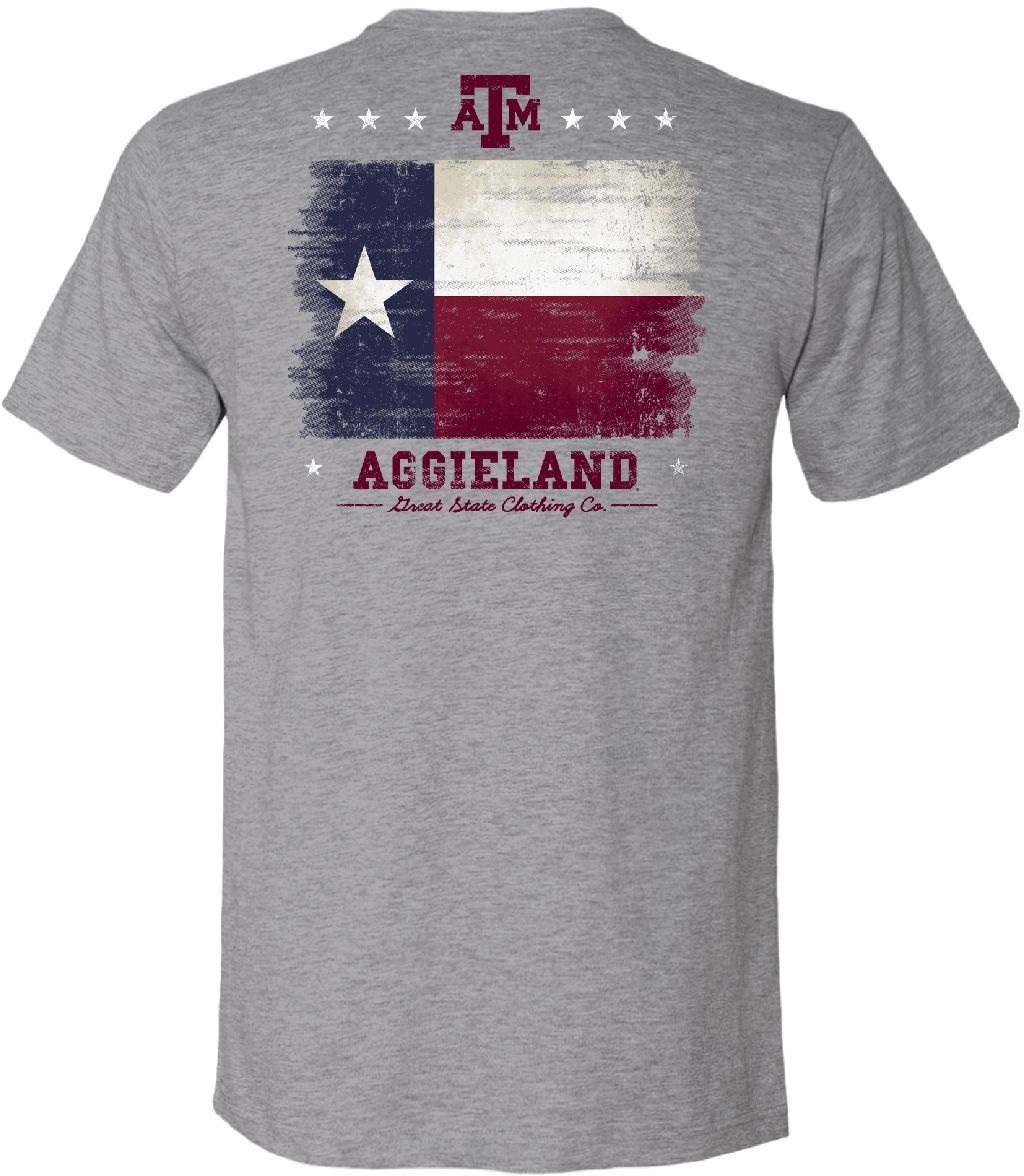 Great State Clothing Men's Texas A&M Aggies Grey Washed Flag T-Shirt