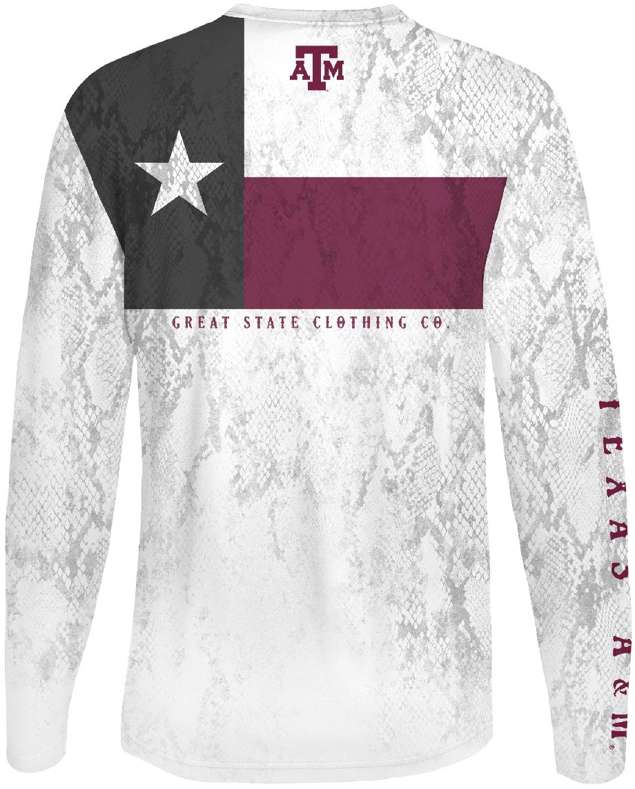 Great State Clothing Men's Texas A&M Aggies White Rattler Flag Long Sleeve T-Shirt product image