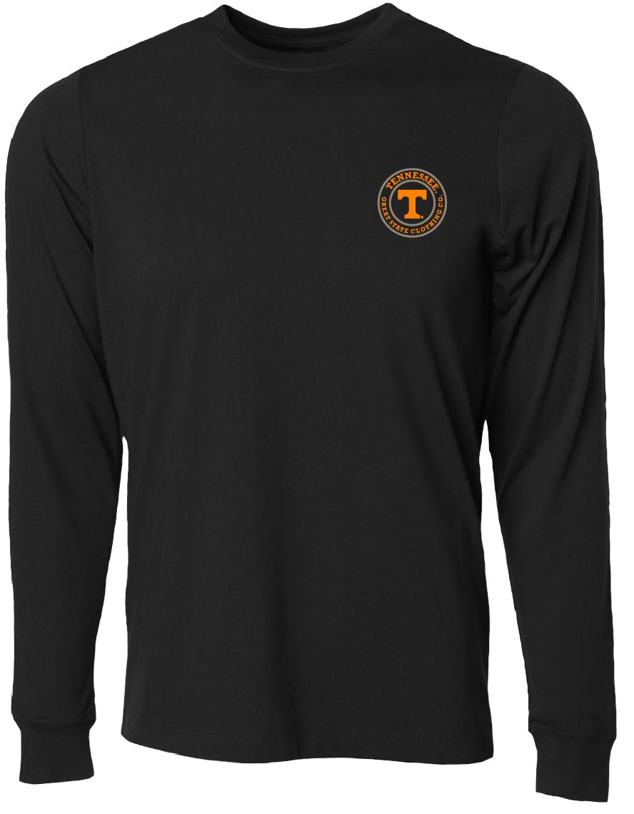 Great State Clothing Men's Tennessee Volunteers Deer Skull Badge Black Long Sleeve T-Shirt product image