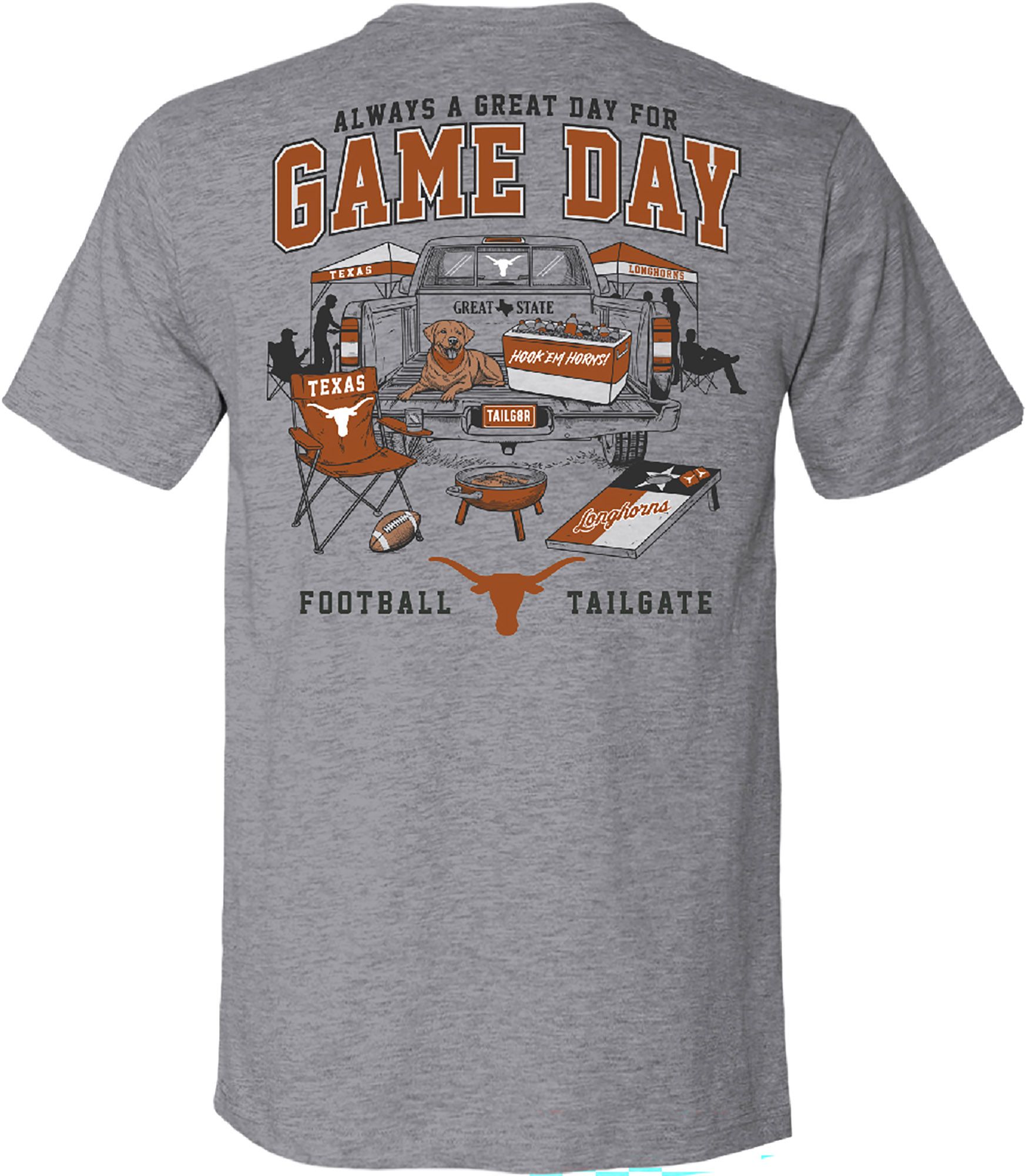 Great State Men's Texas Longhorns Heather Gray Game Day Tailgate Short Sleeve T-Shirt product image