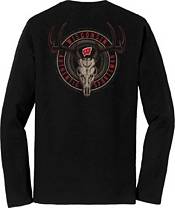 Great State Clothing Men's Wisconsin Badgers Deer Skull Badge Black Long Sleeve T-Shirt product image