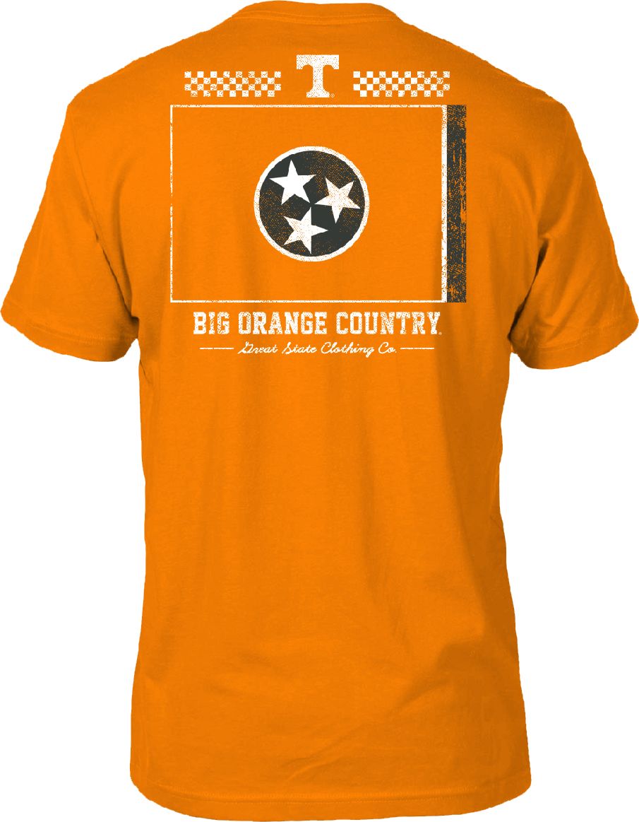 Great State Clothing Men's Tennessee Volunteers Tennessee Orange Washed Flag T-Shirt