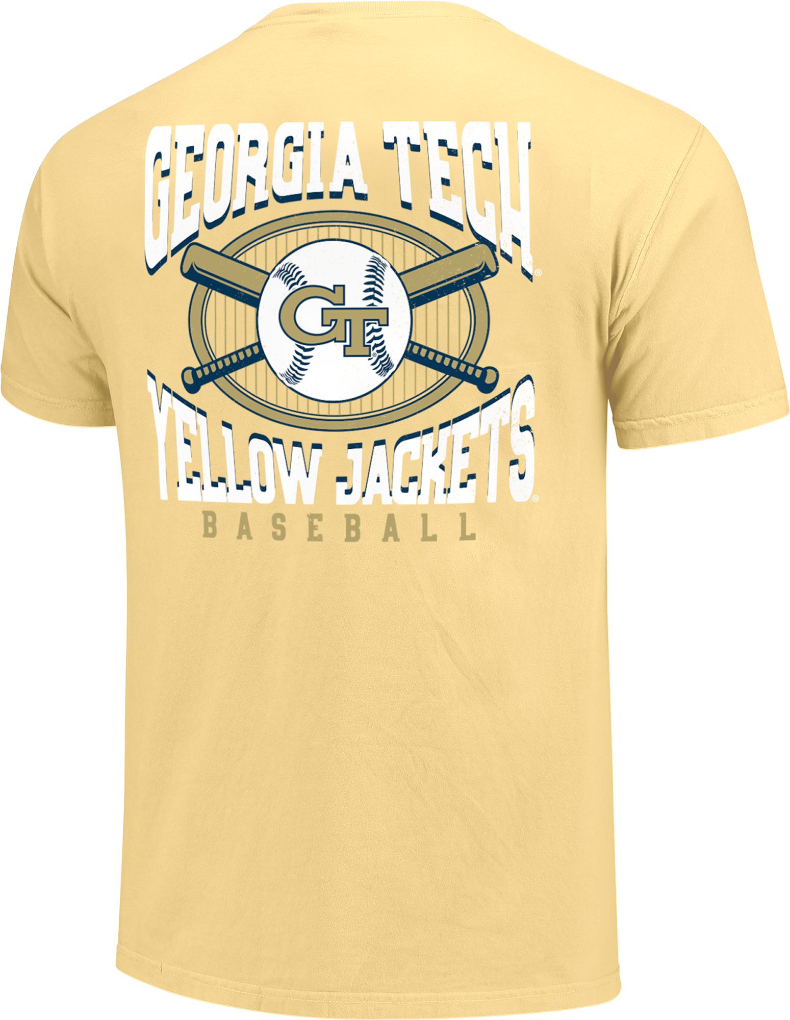 Image One Men's Georgia Tech Yellow Jackets Yellow Baseball Pin T-Shirt product image