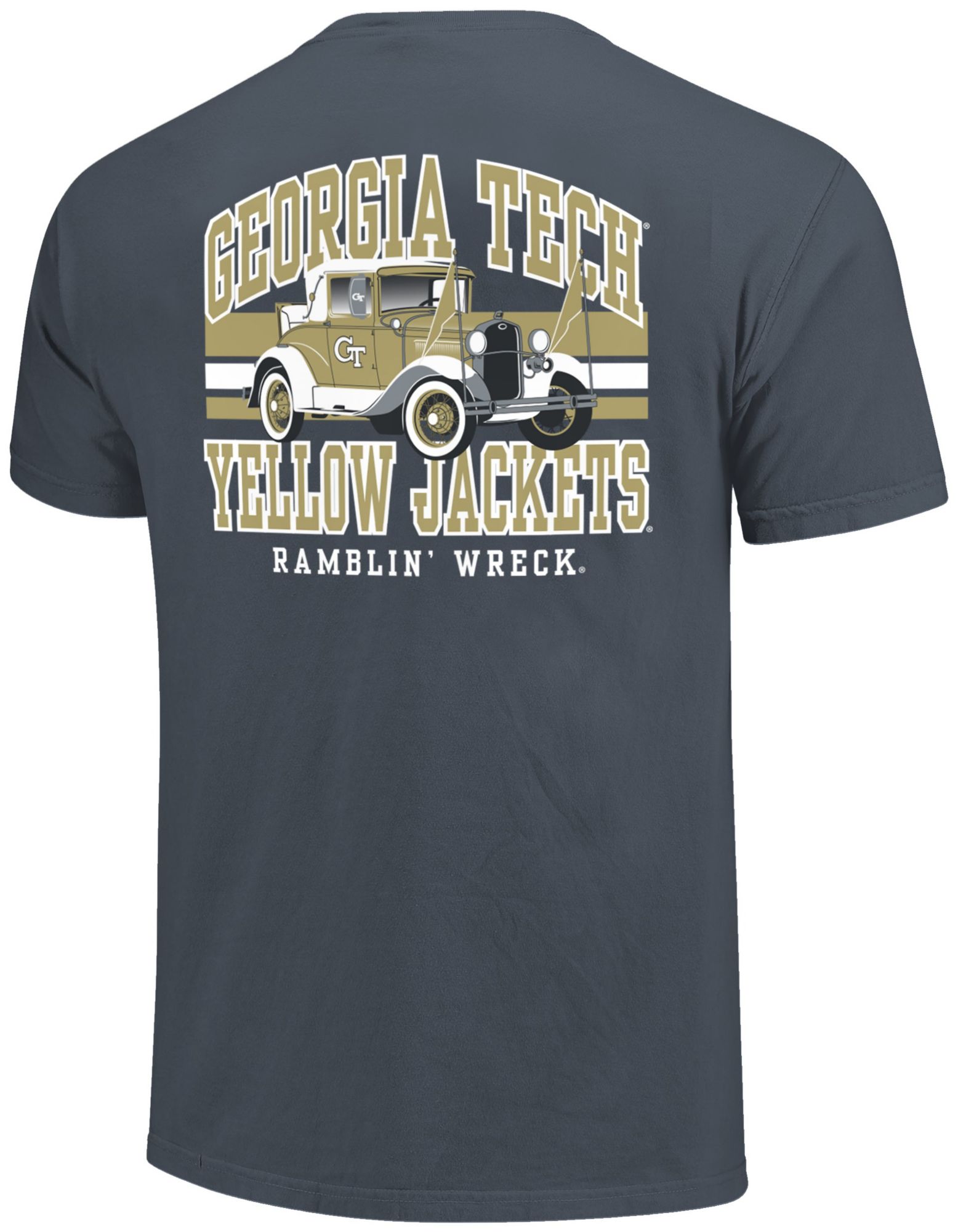 Image One Men's Georgia Tech Yellow Jackets Denim Mascot Arched Short Sleeve T-Shirt product image