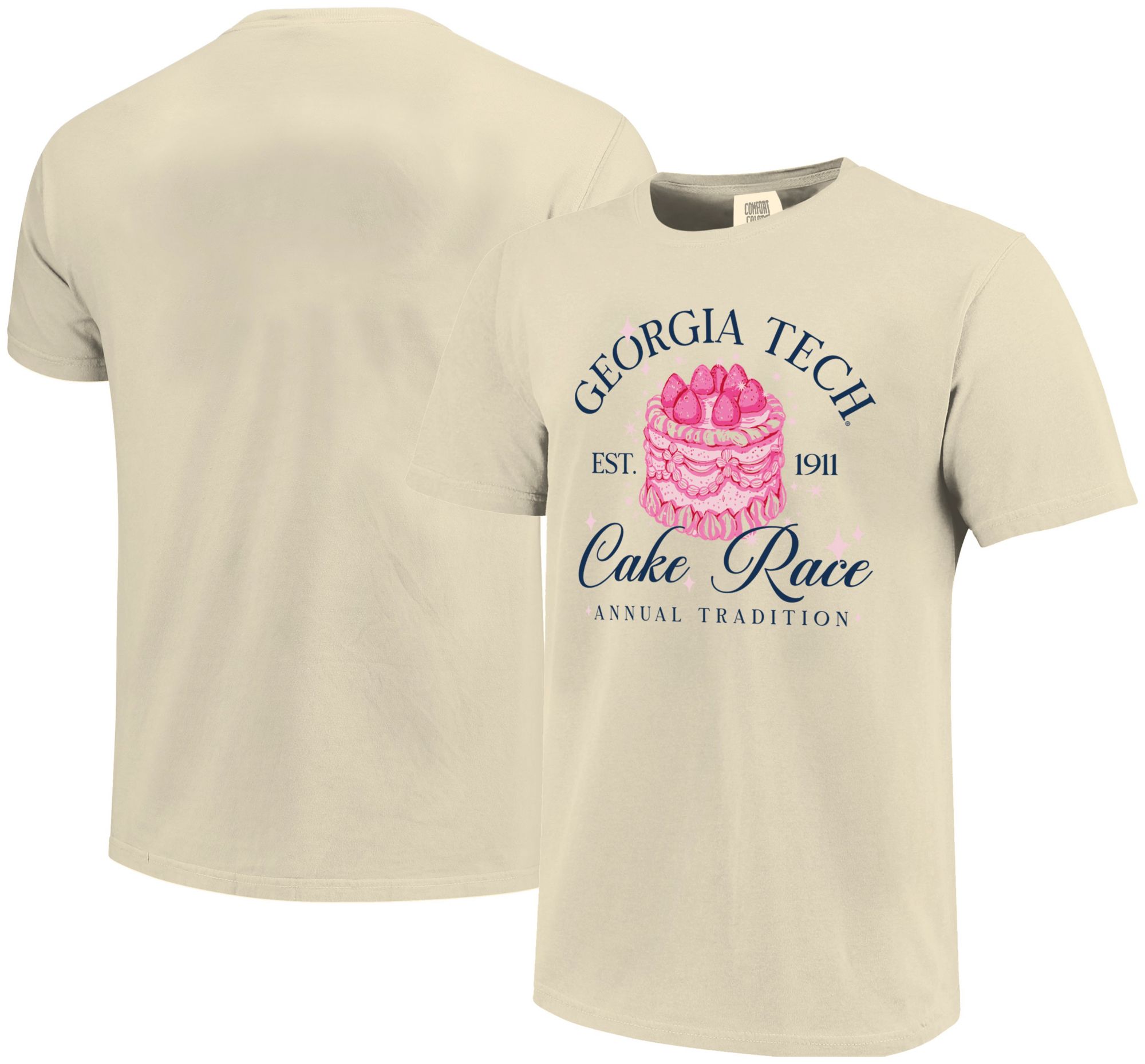 Image One Women's Georgia Tech Yellow Jackets Ivory Hyperlocal Cake Race Comfort Short Sleeve T-Shirt product image