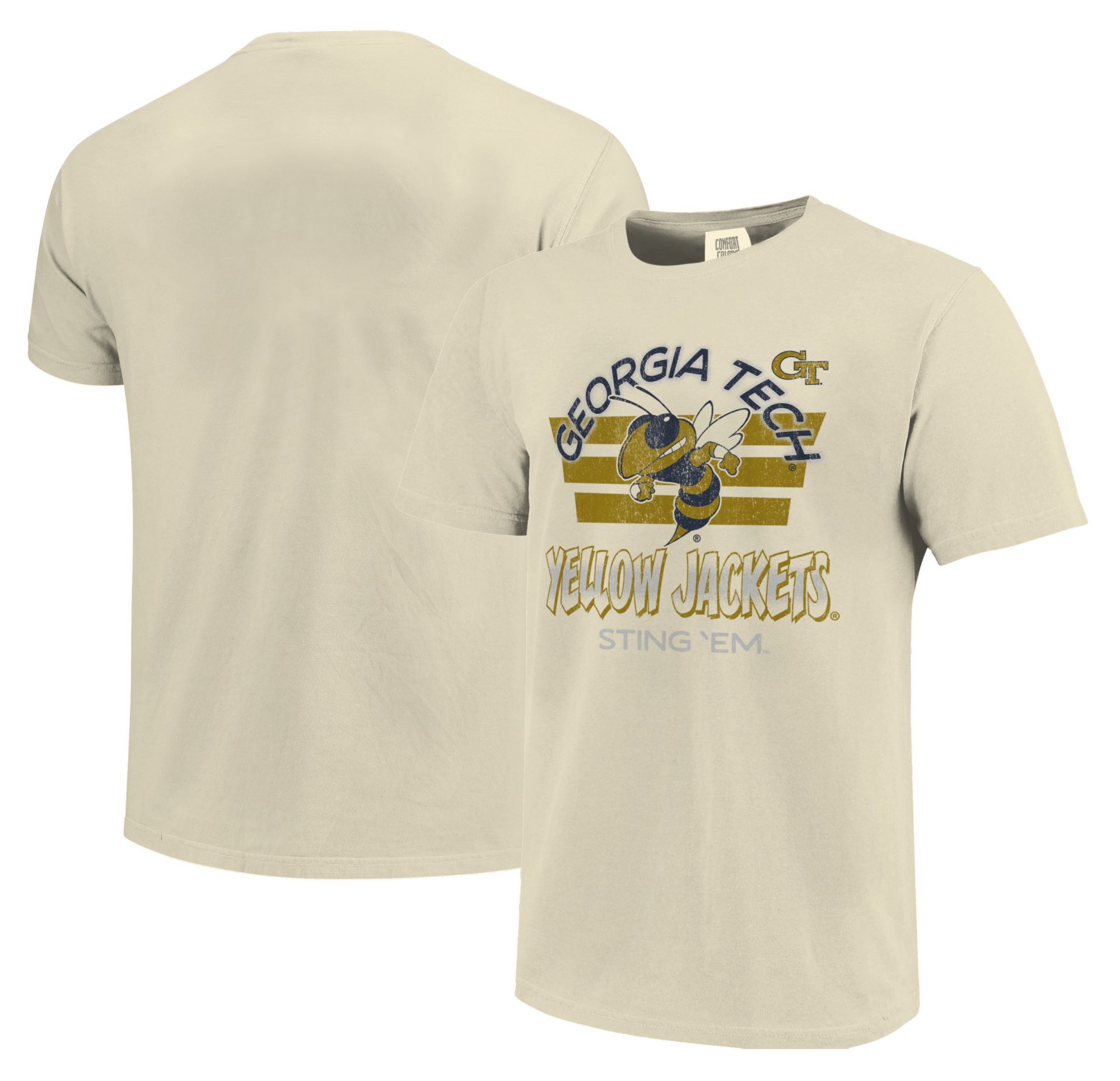 Image One Men's Georgia Tech Yellow Jackets Ivory Triple Stripe