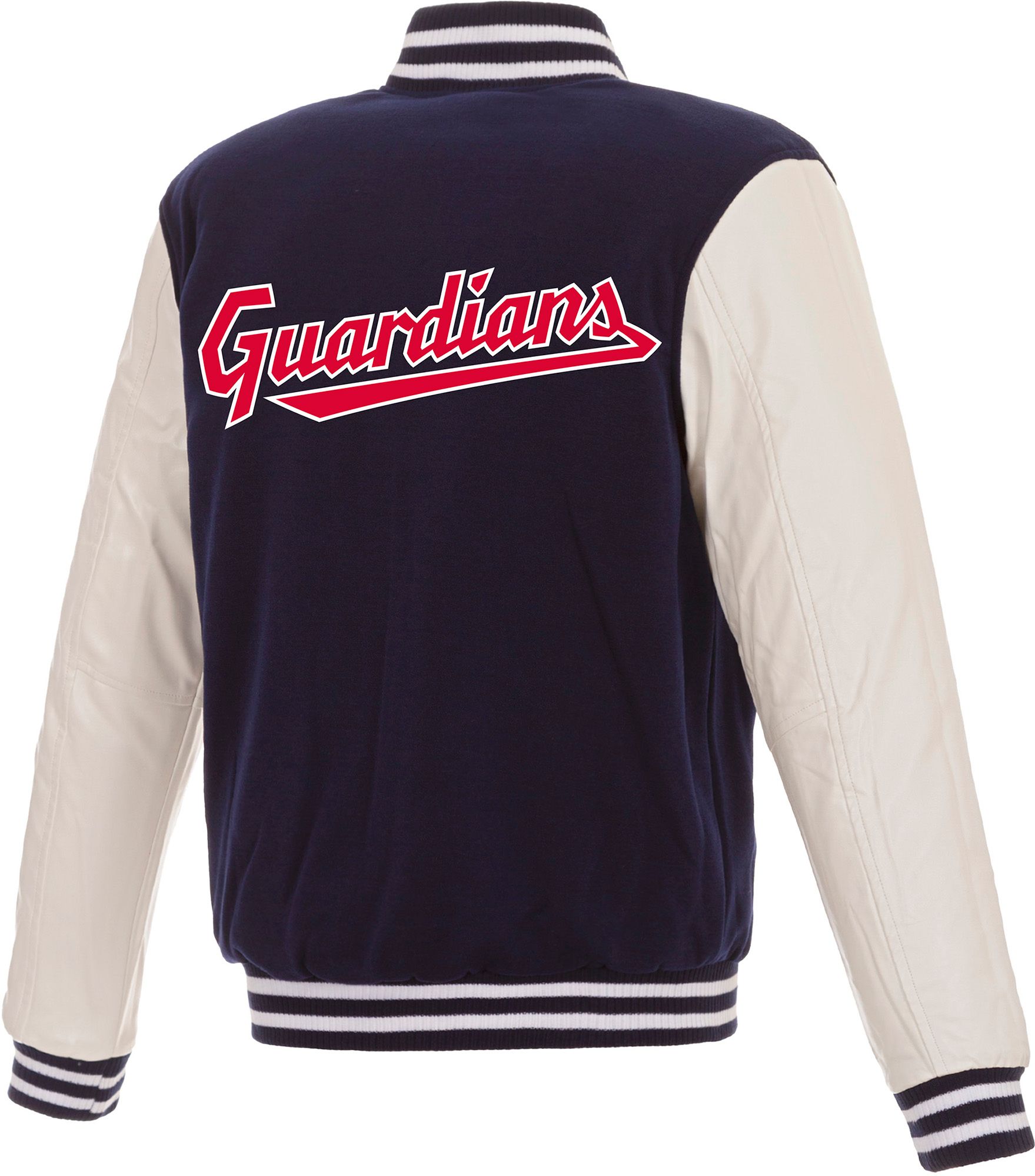 JH Design Men's Cleveland Guardians Navy Reversible  Varsity Jacket product image