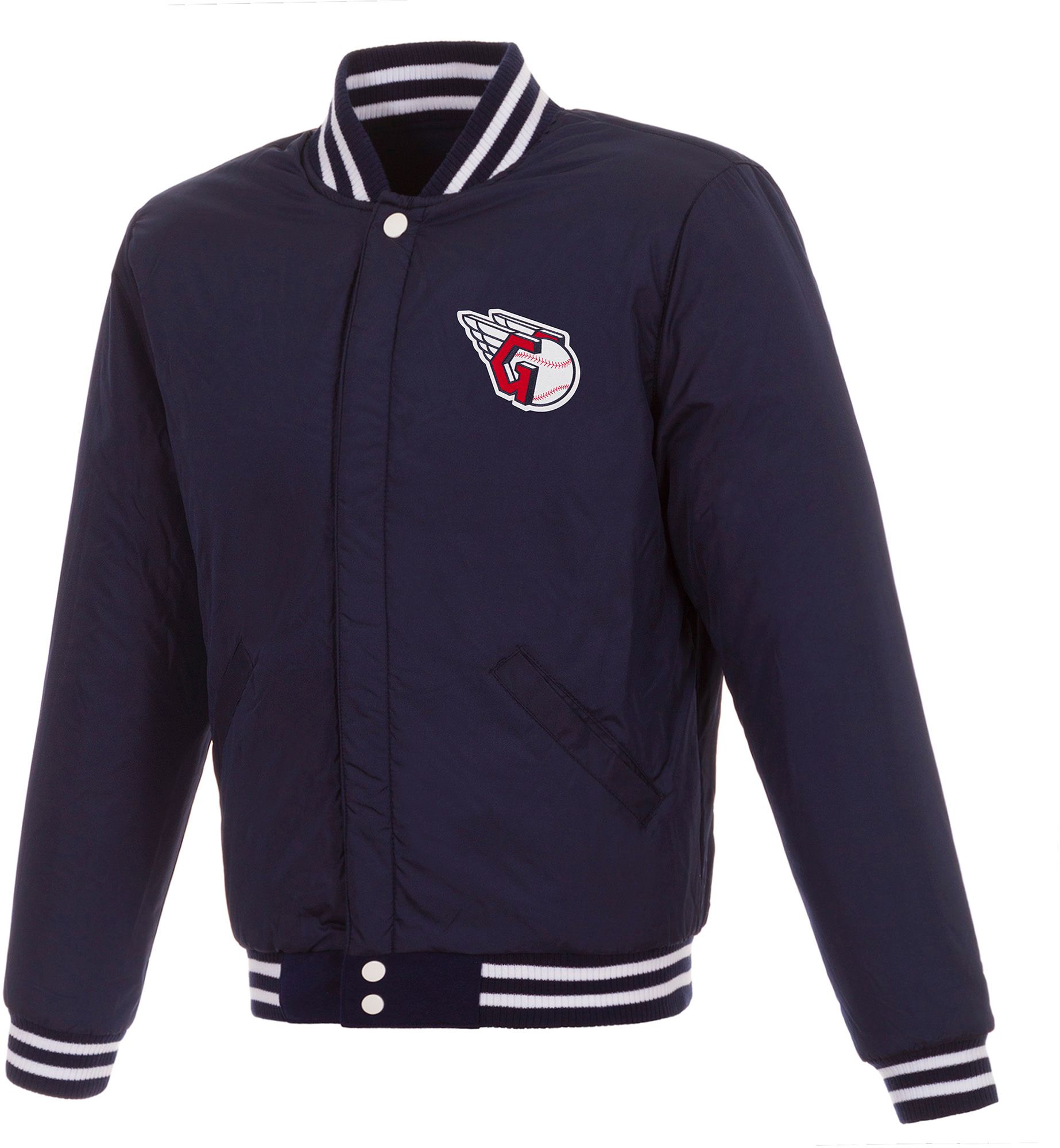 JH Design Men's Cleveland Guardians Navy Reversible  Varsity Jacket product image