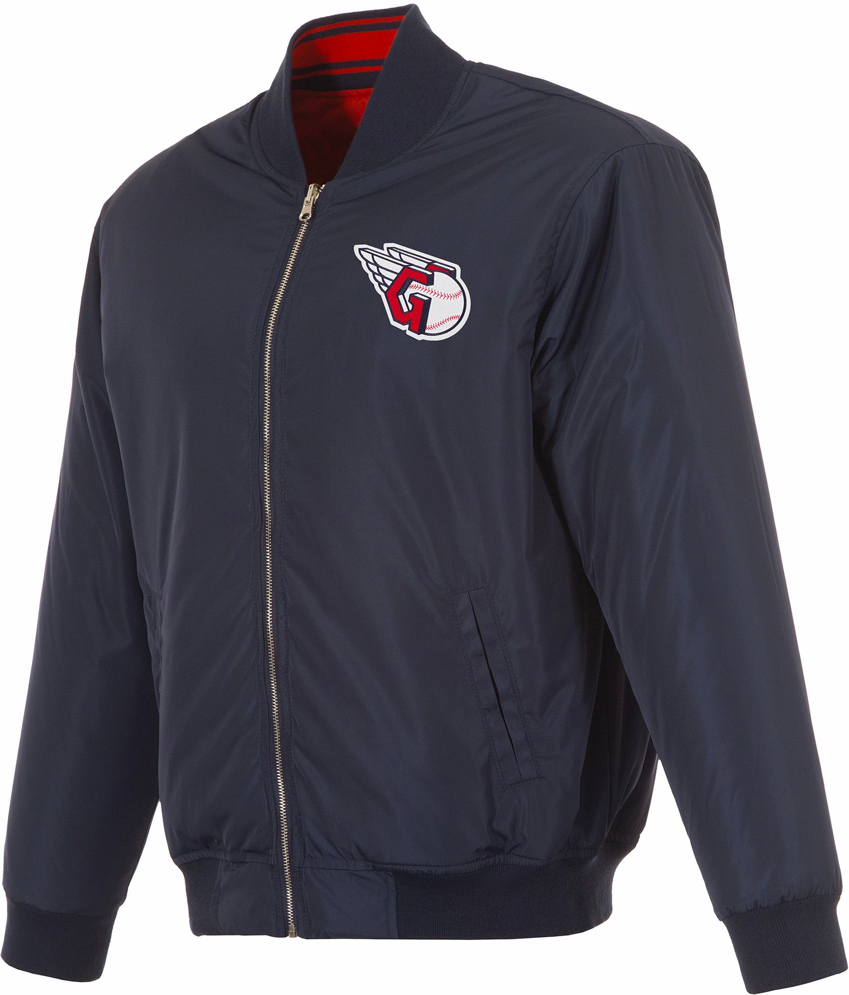 JH Design Men's Cleveland Guardians Full-Zip Reversible Flight Navy Nylon Jacket product image