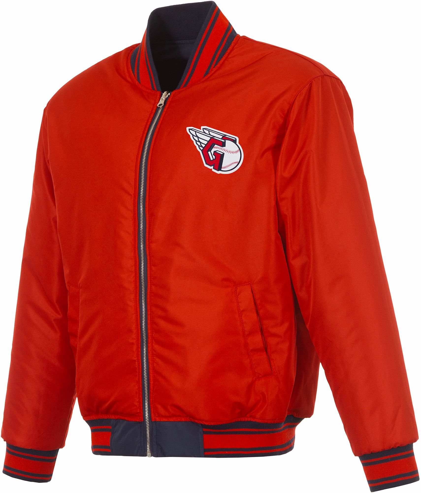 JH Design Men's Cleveland Guardians Full-Zip Reversible Flight Navy Nylon Jacket product image