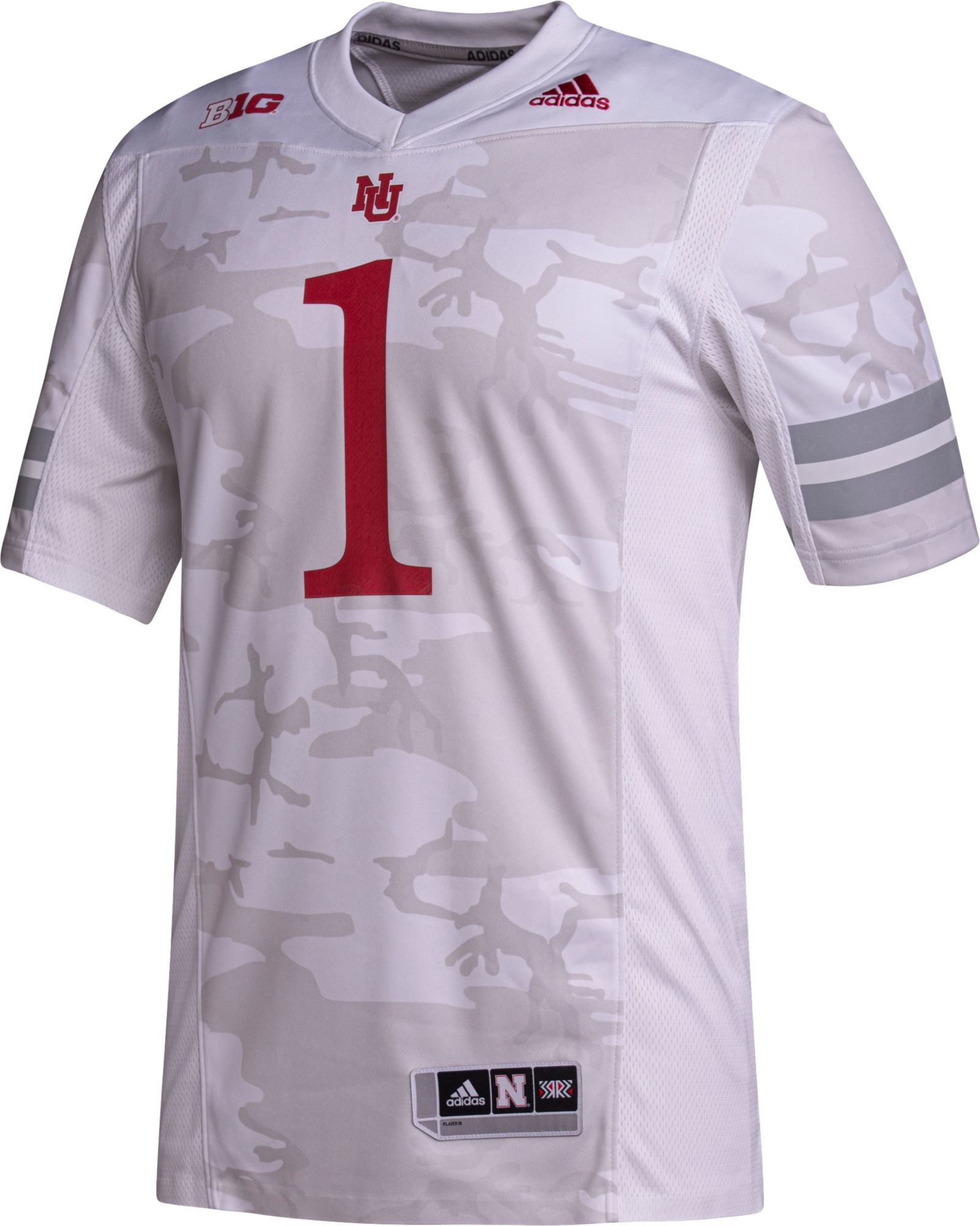 adidas Men's Nebraska Cornhuskers #1 White ‘Huskers United' Reverse Retro Replica Football Jersey product image
