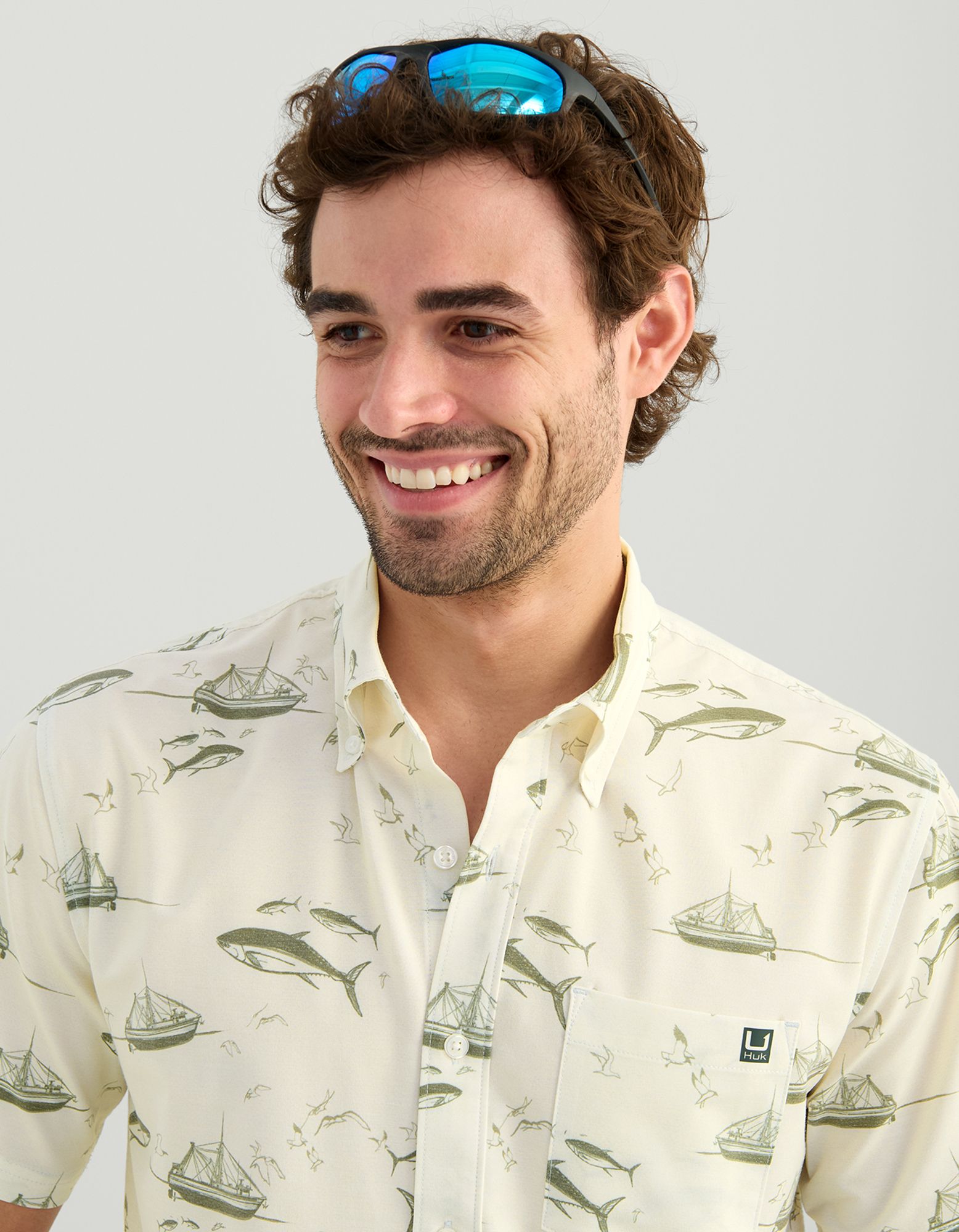 HUK Men's Kona KC Printed Short Sleeve Button-Down Shirt product image