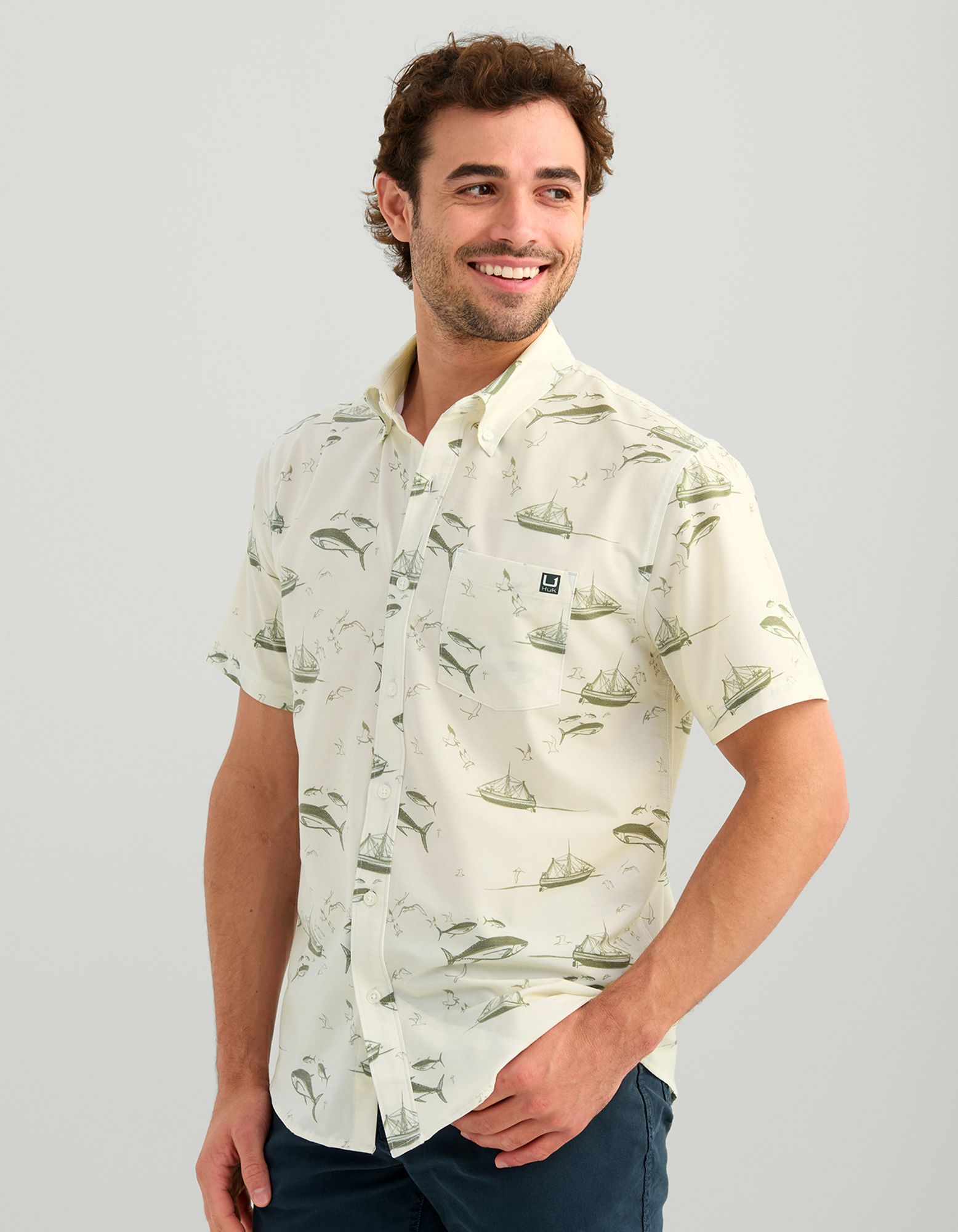 HUK Men's Kona KC Printed Short Sleeve Button-Down Shirt product image