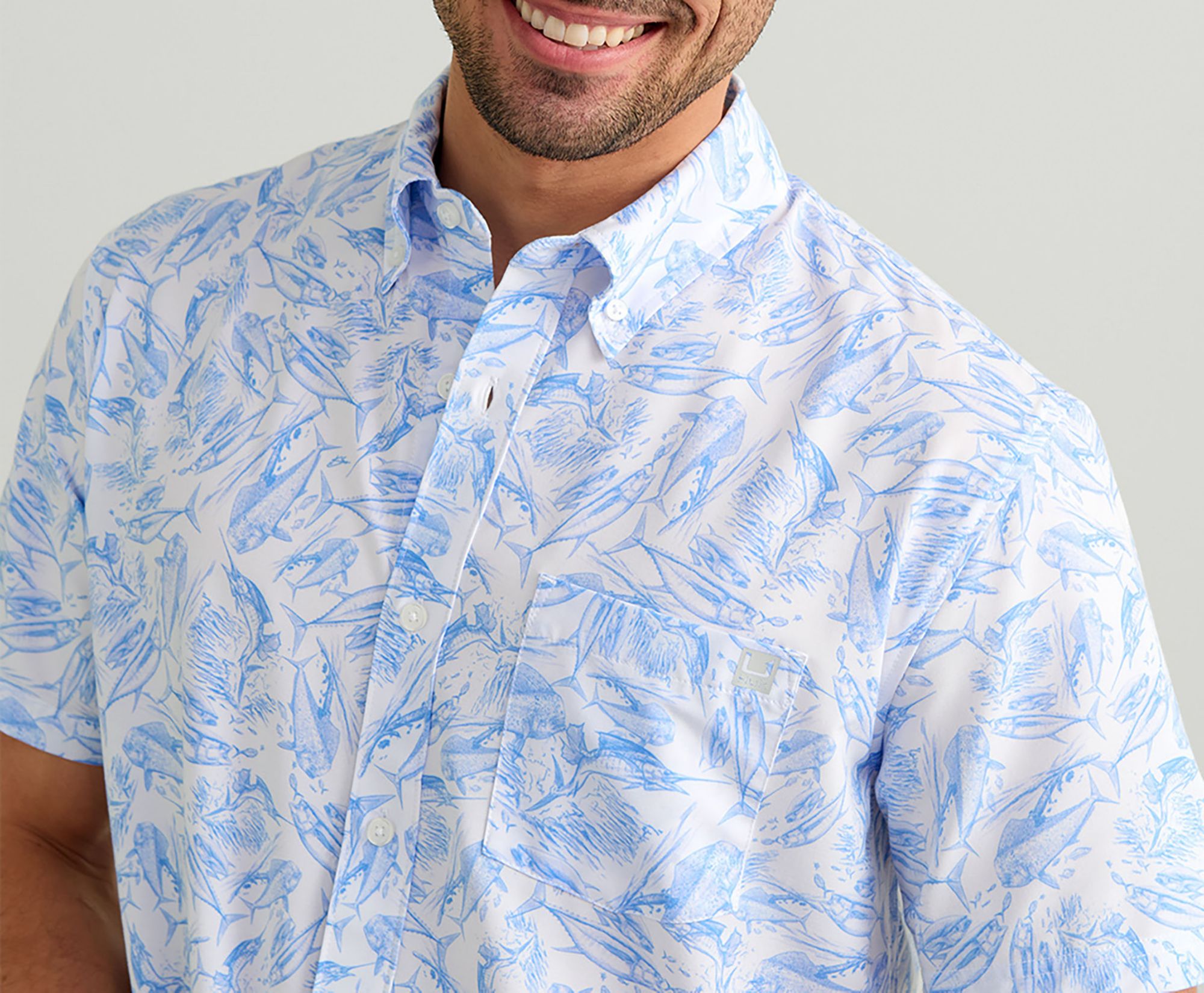 HUK Men's Kona KC Printed Short Sleeve Button-Down Shirt product image