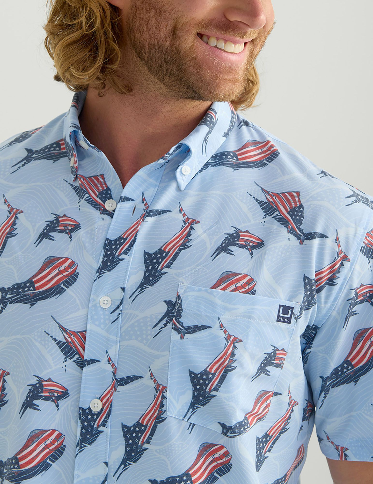 HUK Men's Kona KC Printed Short Sleeve Button-Down Shirt product image