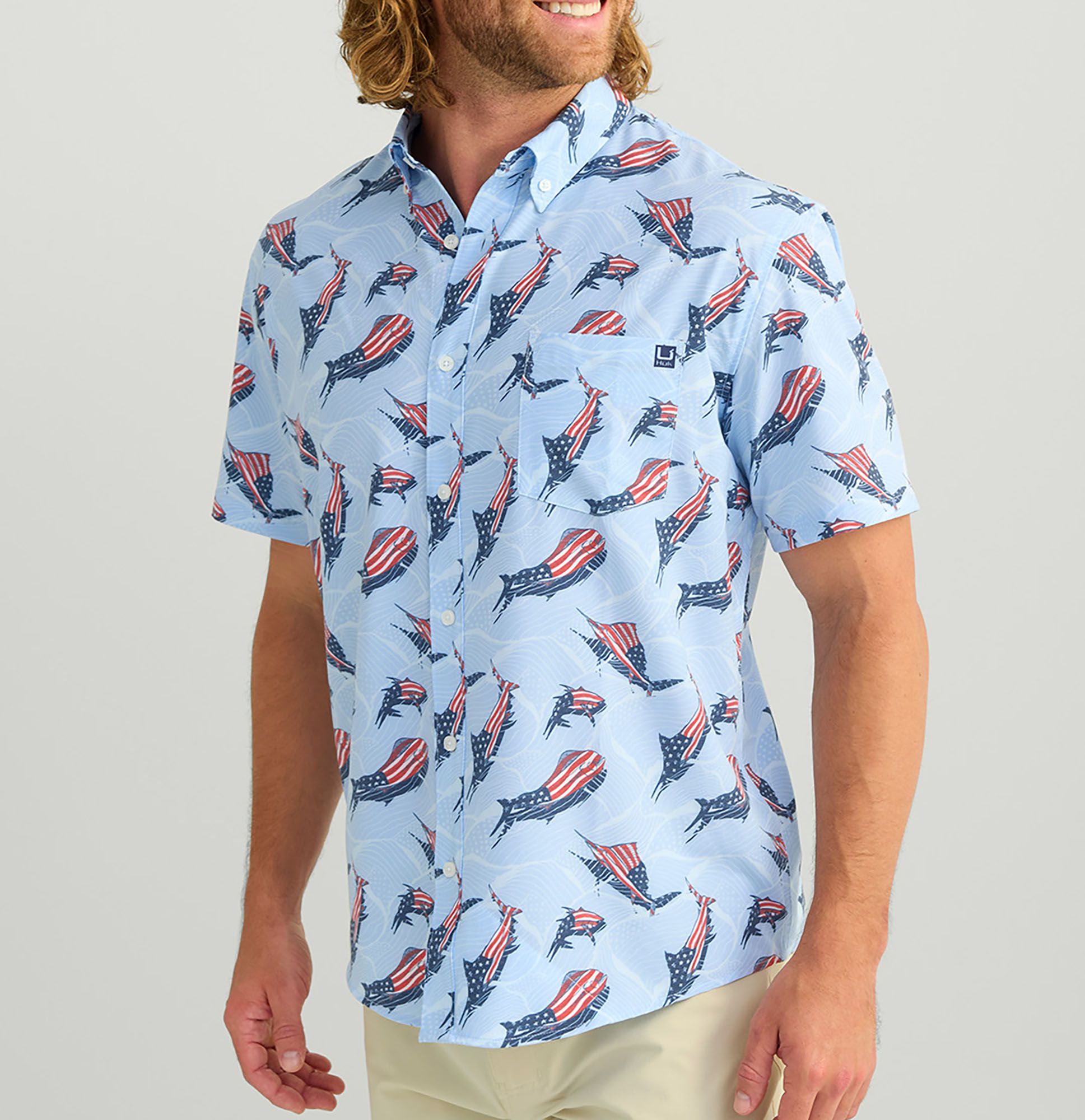 HUK Men's Kona KC Printed Short Sleeve Button-Down Shirt product image