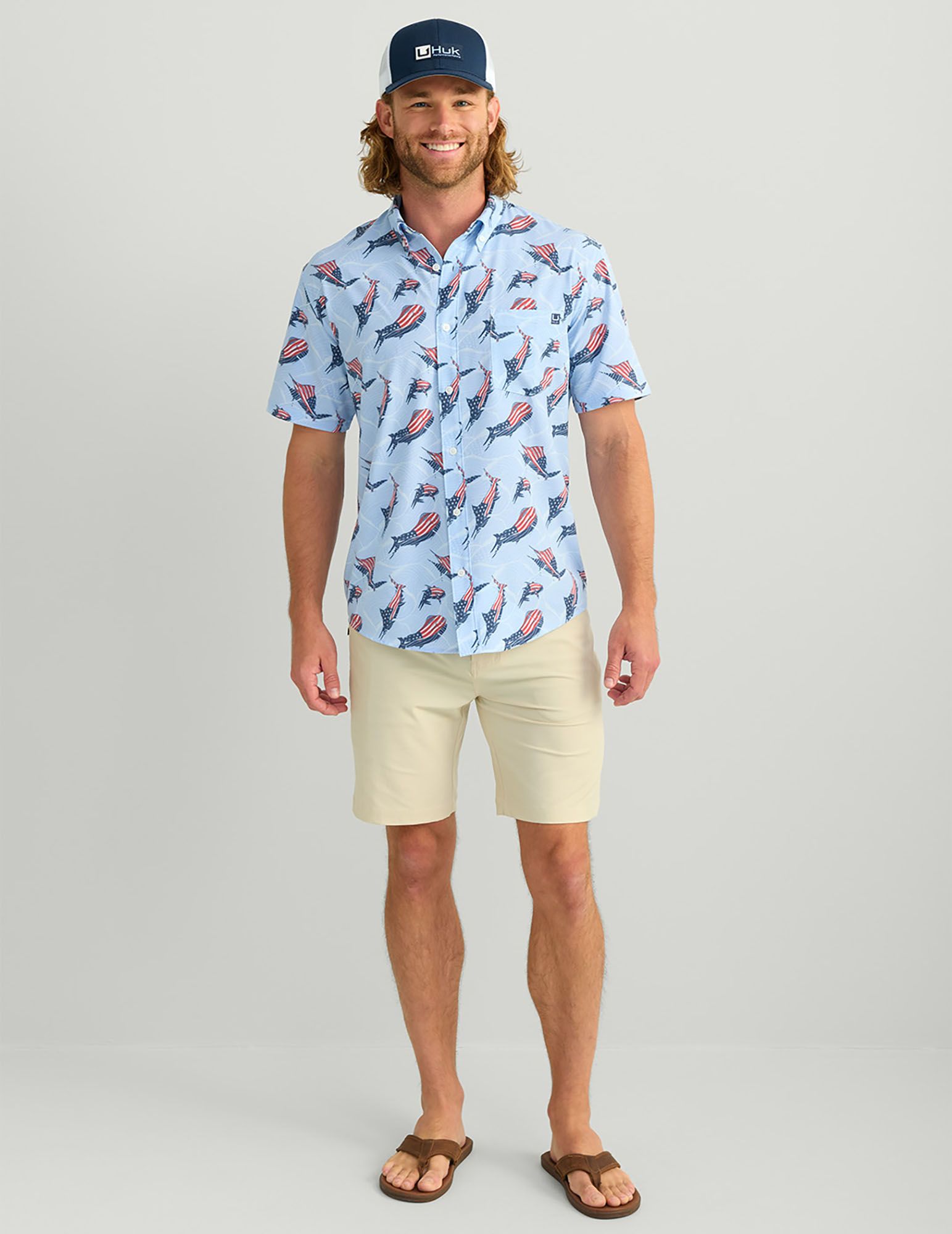 HUK Men's Kona KC Printed Short Sleeve Button-Down Shirt product image