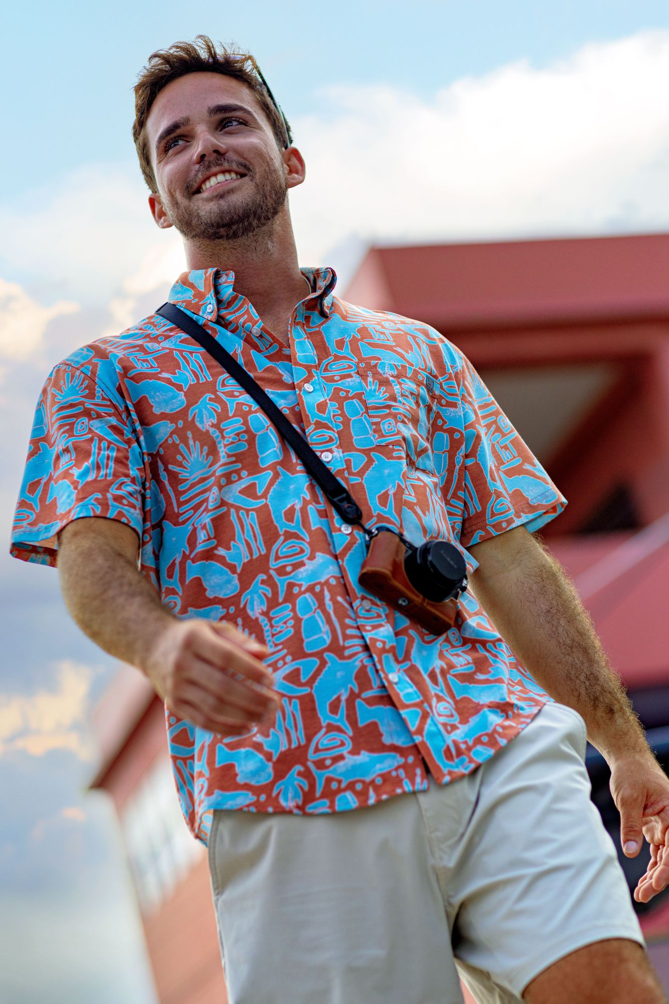 HUK Men's Tiki Beach Kona Button-Down Shirt product image