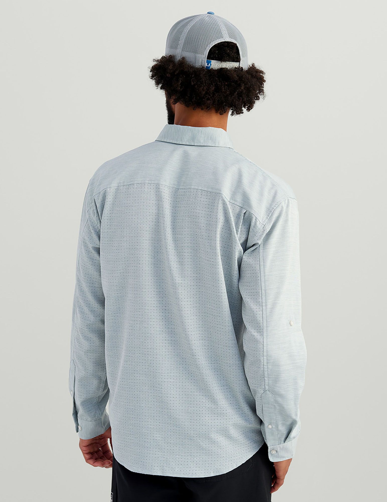 HUK Men's Tide Point Heather Ripstop Long Sleeve Button-Down Shirt product image