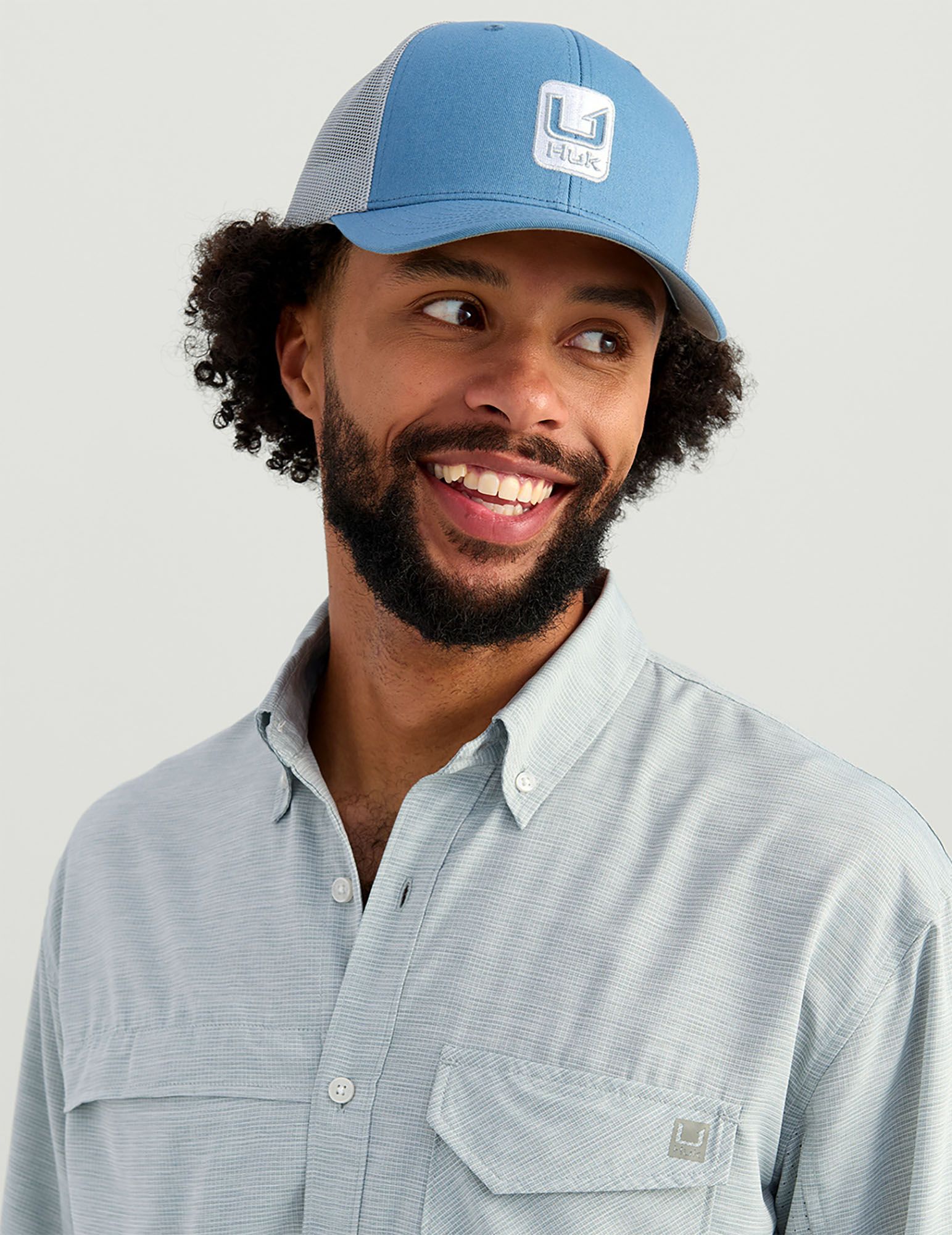 HUK Men's Tide Point Heather Ripstop Long Sleeve Button-Down Shirt product image