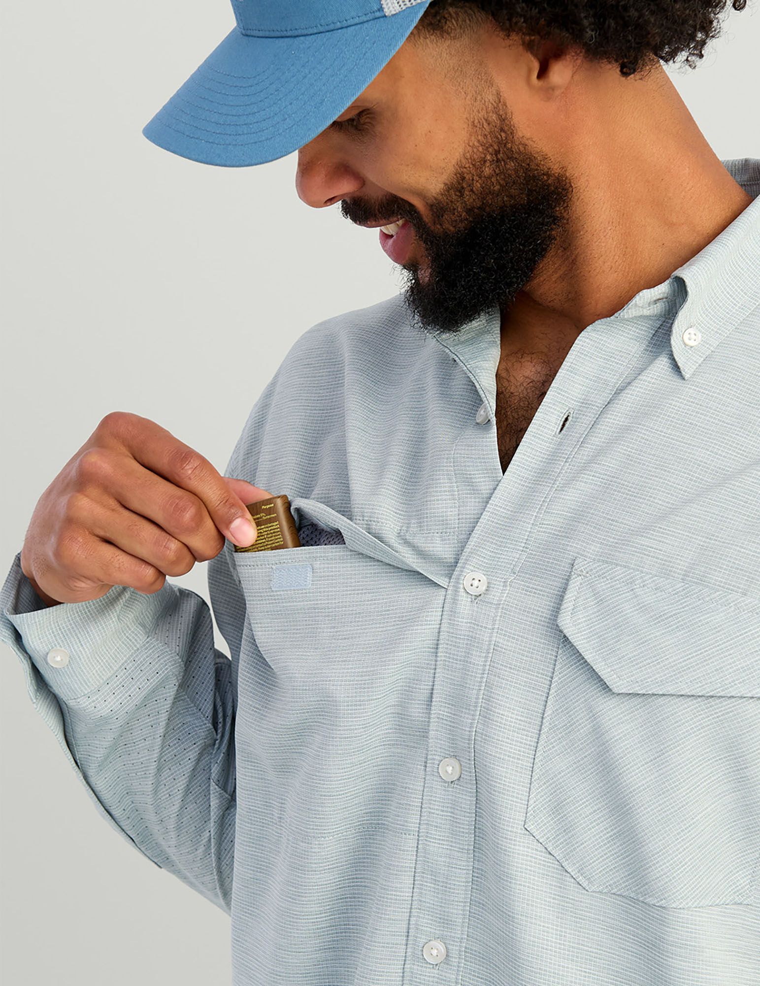 HUK Men's Tide Point Heather Ripstop Long Sleeve Button-Down Shirt product image