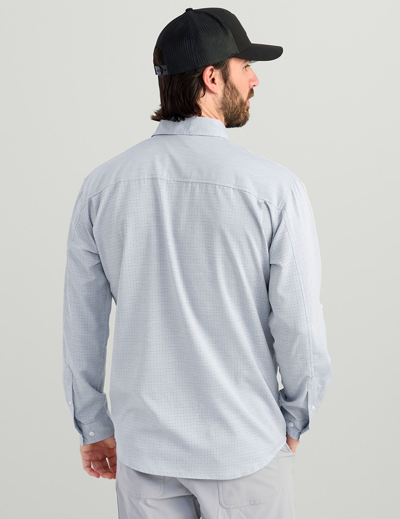 HUK Men's Tide Point Heather Ripstop Long Sleeve Button-Down Shirt product image
