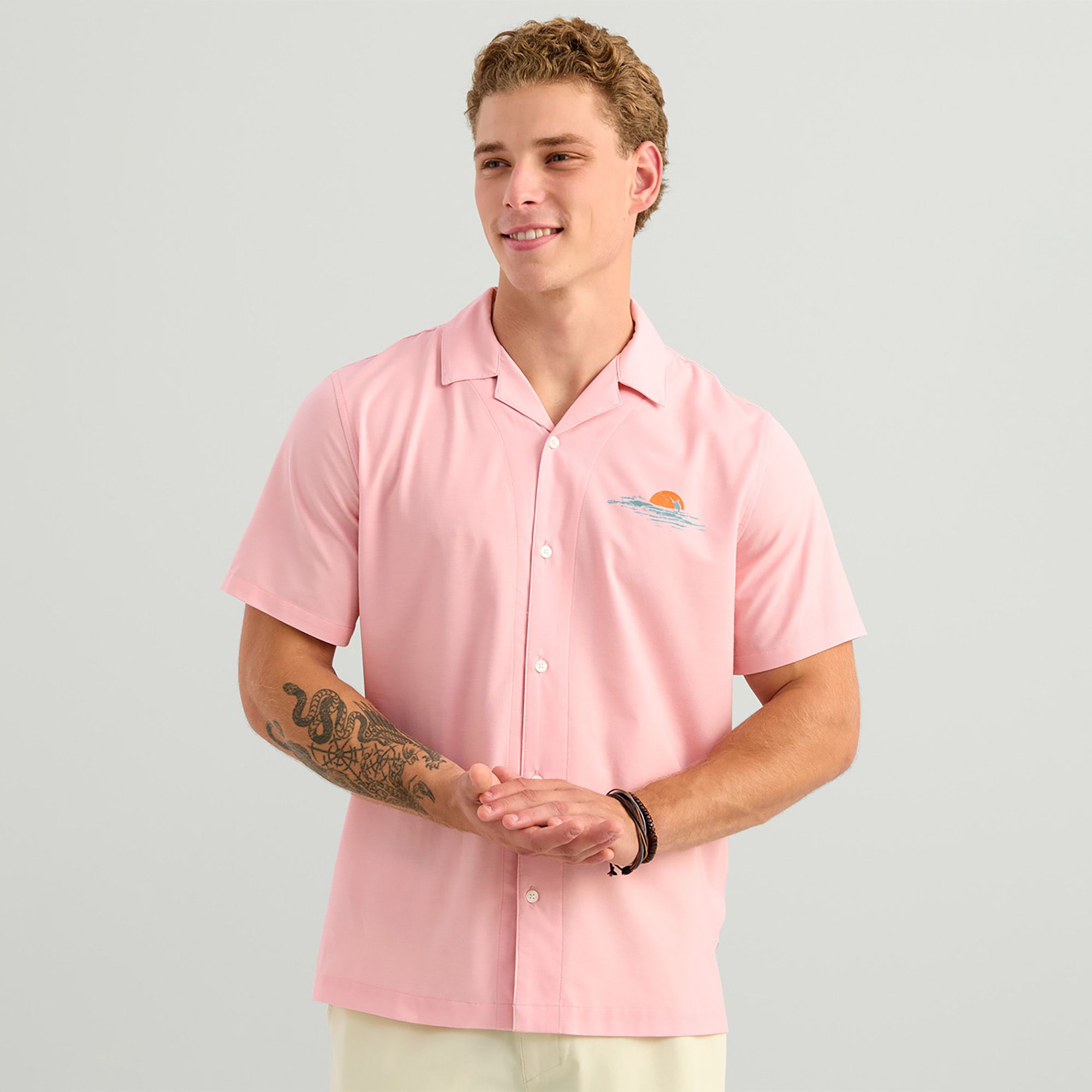 HUK Men's Short Sleeve Button-Down Camp Shirt product image