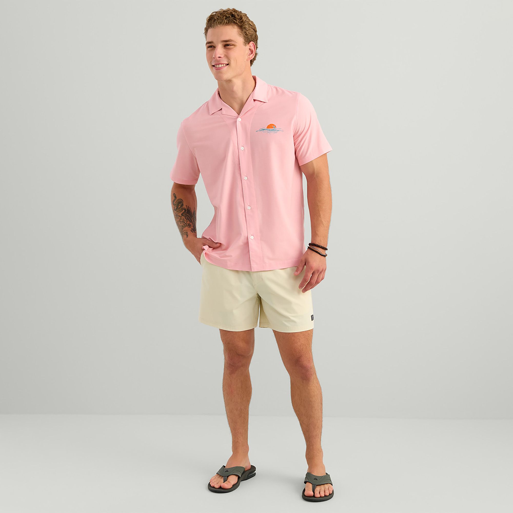HUK Men's Short Sleeve Button-Down Camp Shirt product image
